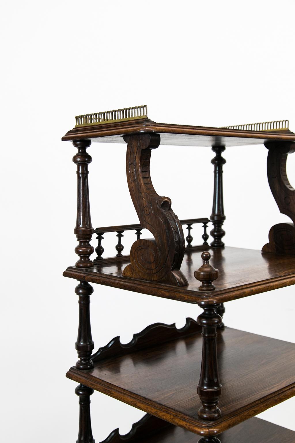 Mid-19th Century English Solid Rosewood Four-Tiered Shelf For Sale