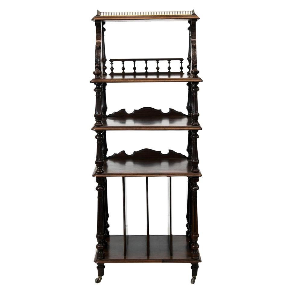 English Solid Rosewood Four-Tiered Shelf For Sale