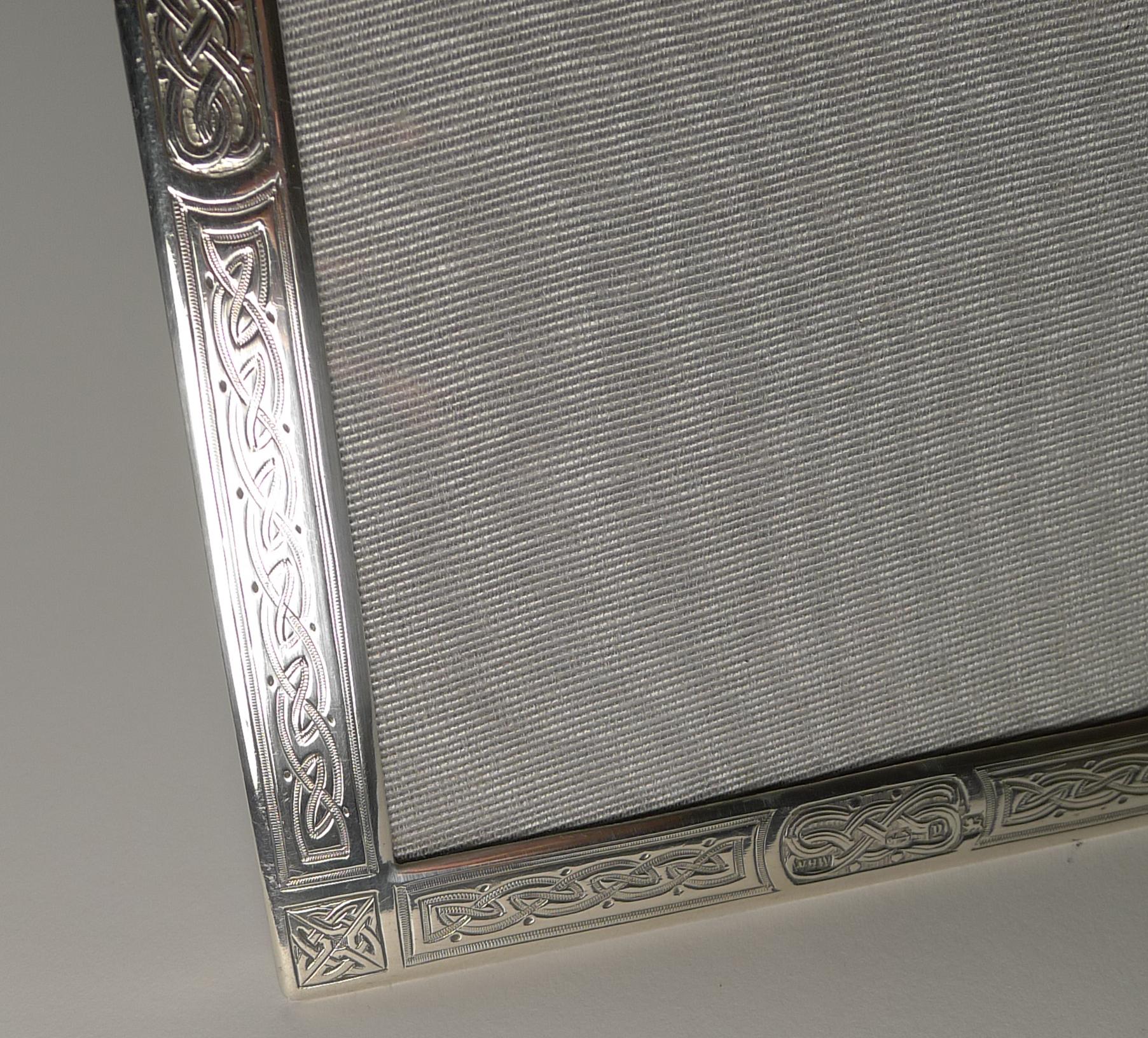 Sterling Silver English Solid / Sterling Photograph Frame, Celtic Knot Design