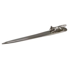 English Solid Sterling Silver Letter Opener, Fox, 1935