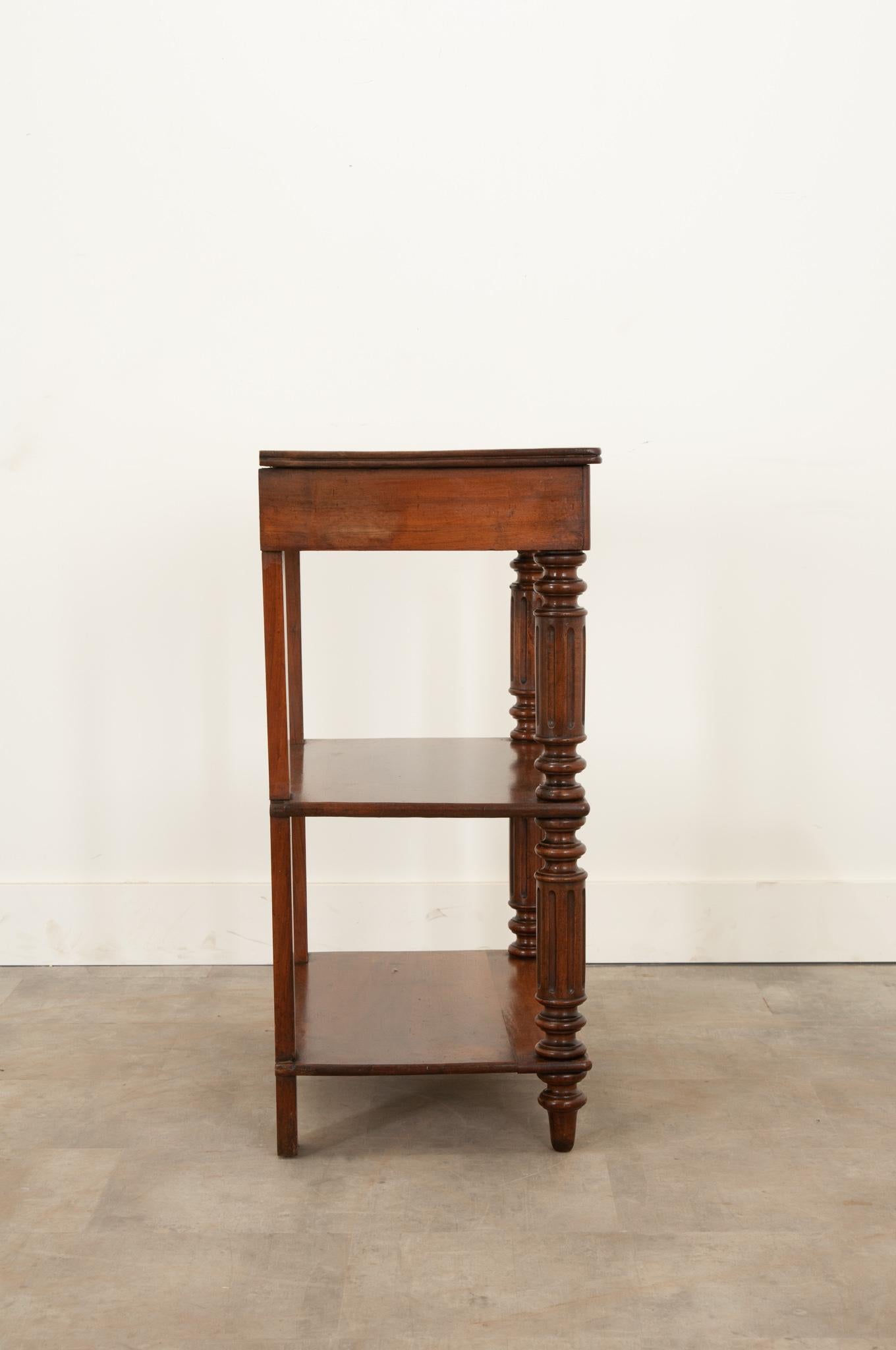 English Solid Walnut Etagere For Sale 5