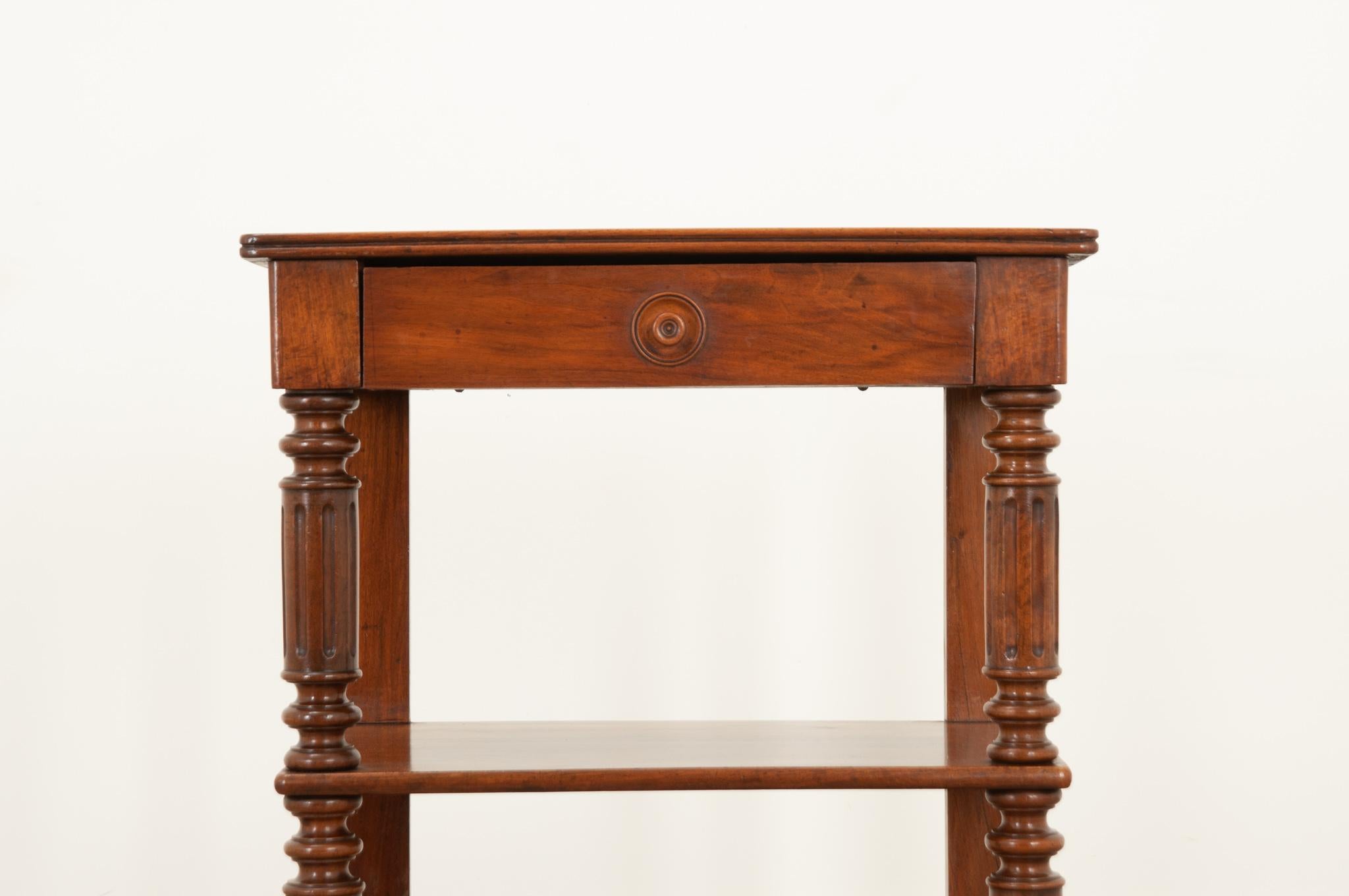 French Provincial English Solid Walnut Etagere For Sale