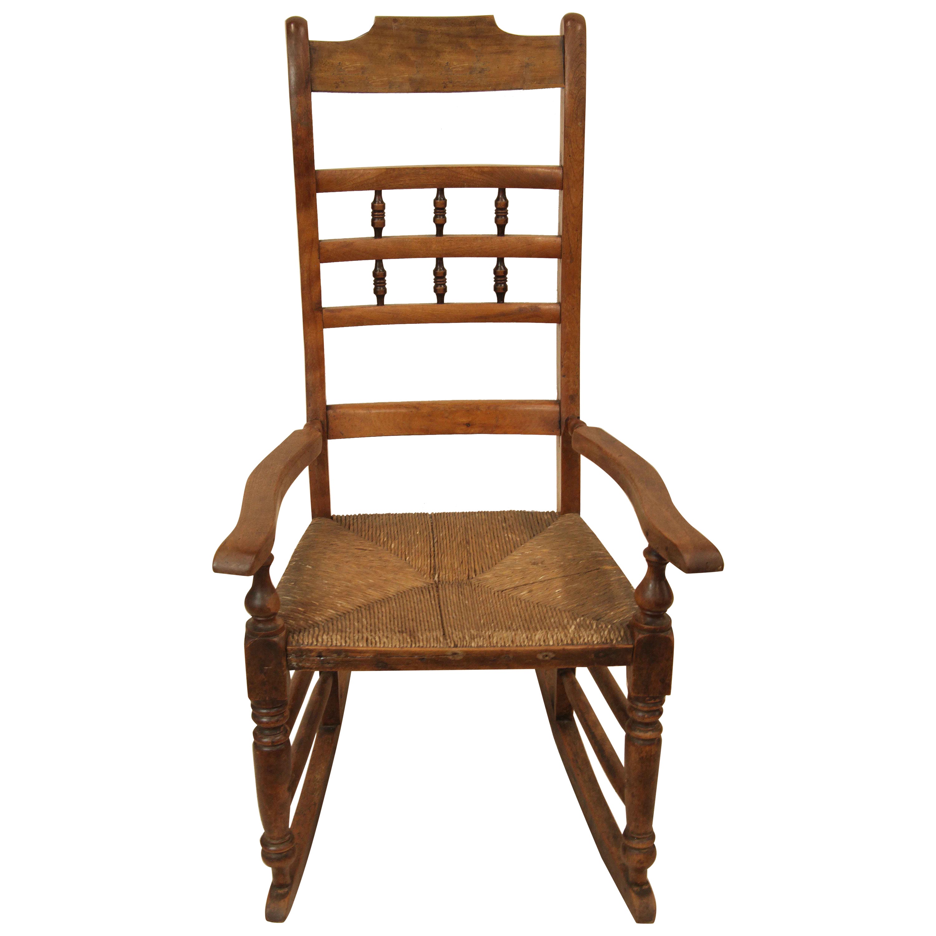 Fauteuil à bascule anglais à dossier en fuseau