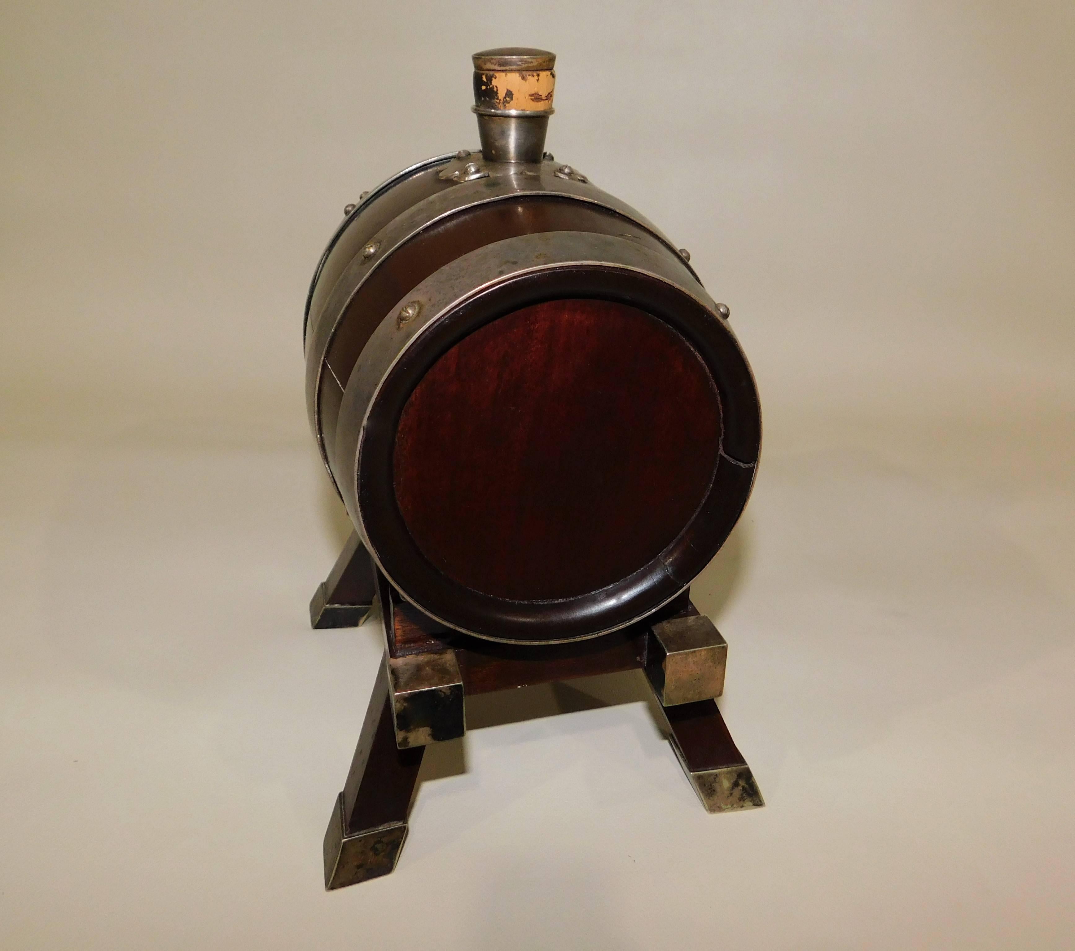 Silver English Spirit Liquor Dispenser Cask Barrel