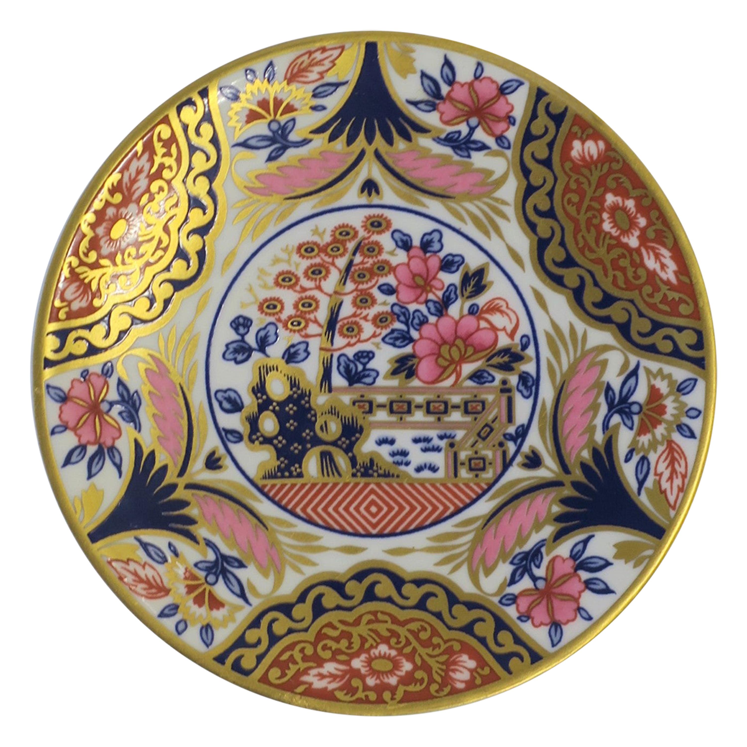 Englische Spode-Porzellanschmuckschale aus Blau-Weißgold mit Chinoiserie-Design