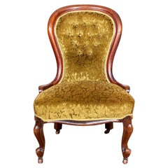 Antique English Spoon Lounge Chair 19th Century Walnut Nursing Chair