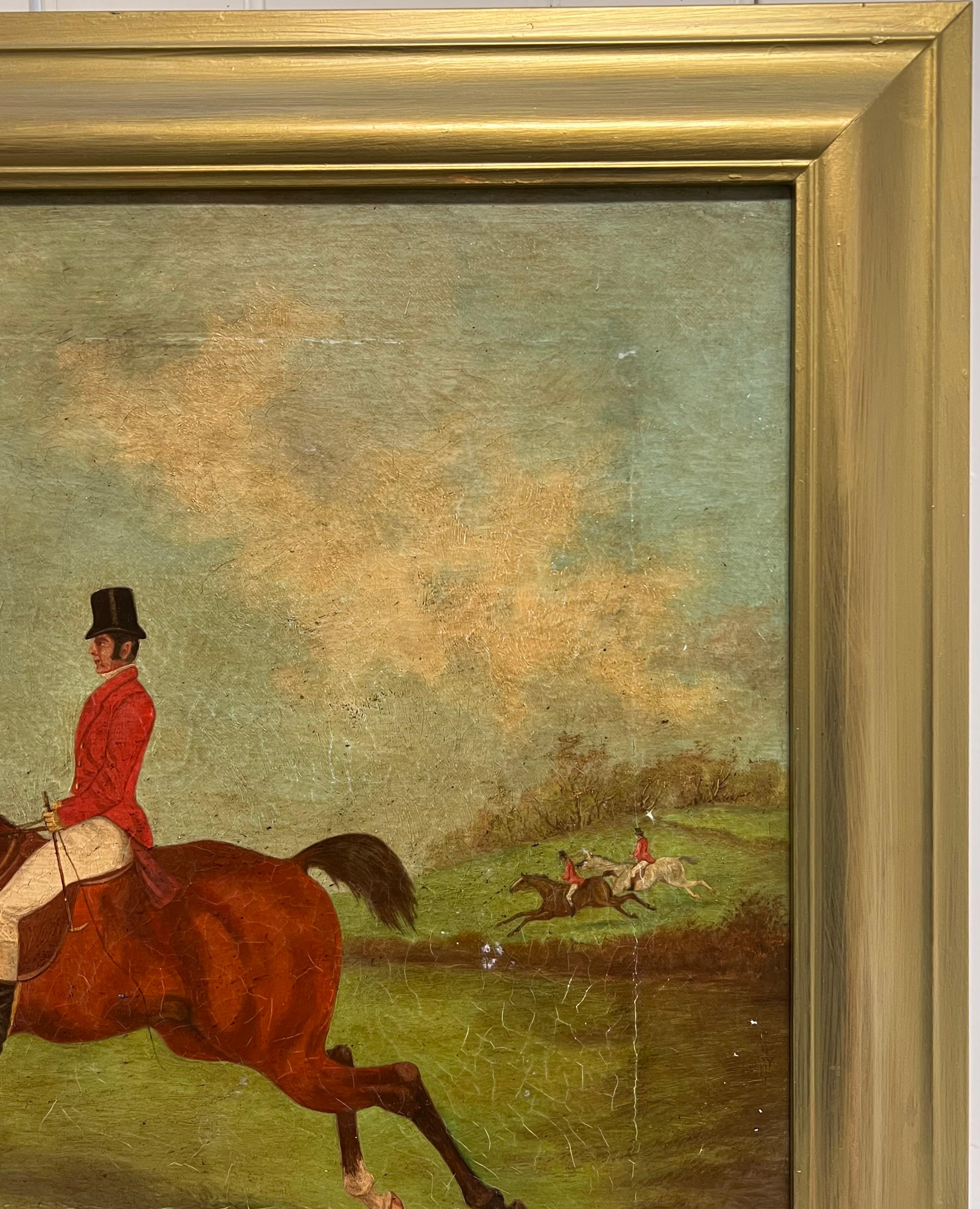 Huntsman on Horseback
English Sporting Artist, early 20th century
oil painting on canvas, framed
framed: 22 x 26 inches
canvas: 17 x 21 inches
condition: slightly scruffy surface but perfectly sound and ready to enjoy 
provenance: private
