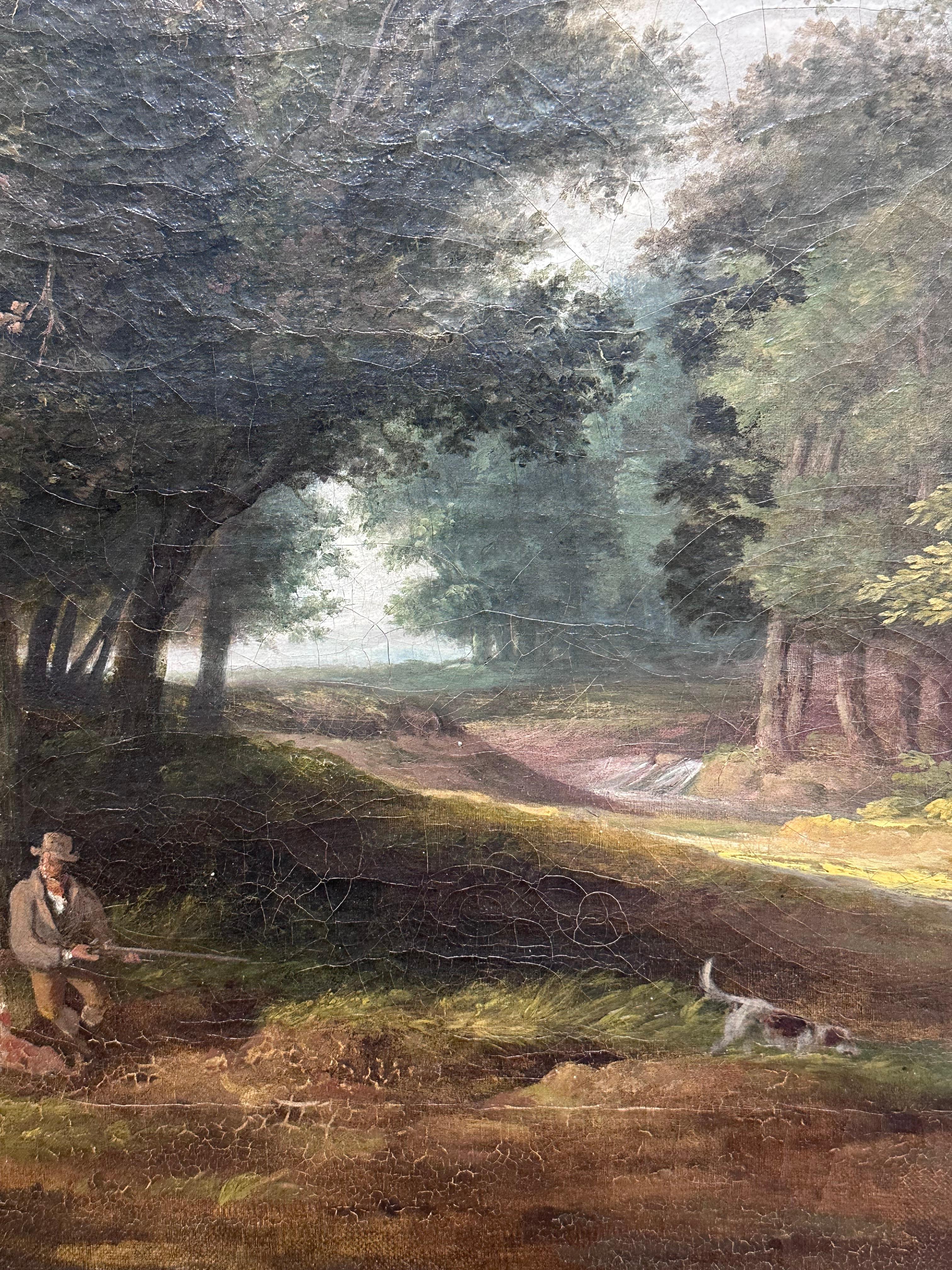 Fine 1830's English Sporting Art Country House Painting Shooting Gentlemen Woods For Sale 3