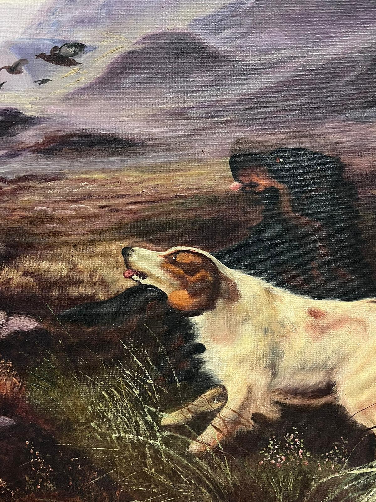 Red Setter Dogs Hunting in Scottish Highland Moors Signed English Oil Painting For Sale 3