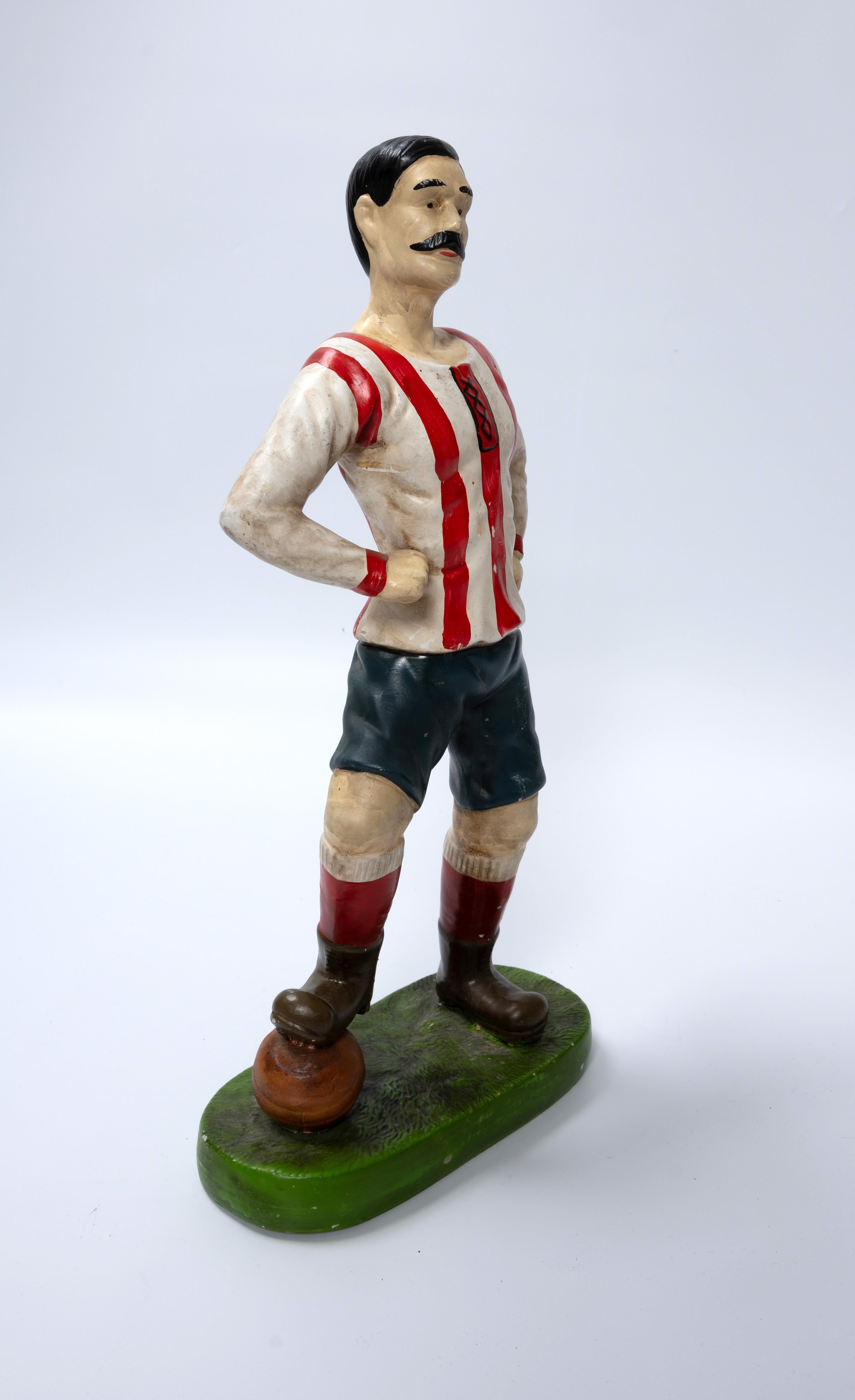 Ceramic English Sporting Figures Of A Cricketer And A Footballer C.1920 For Sale