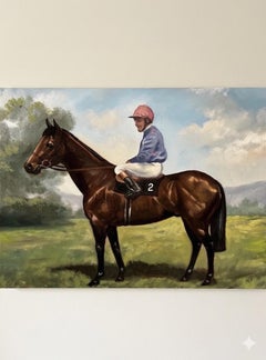 English Sporting Oil Painting ofJockey Joe Mercer and Brigadier Gerard