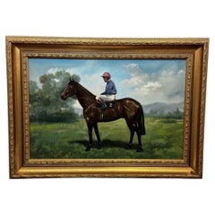 English Sporting Oil Painting ofJockey Joe Mercer and Brigadier Gerard