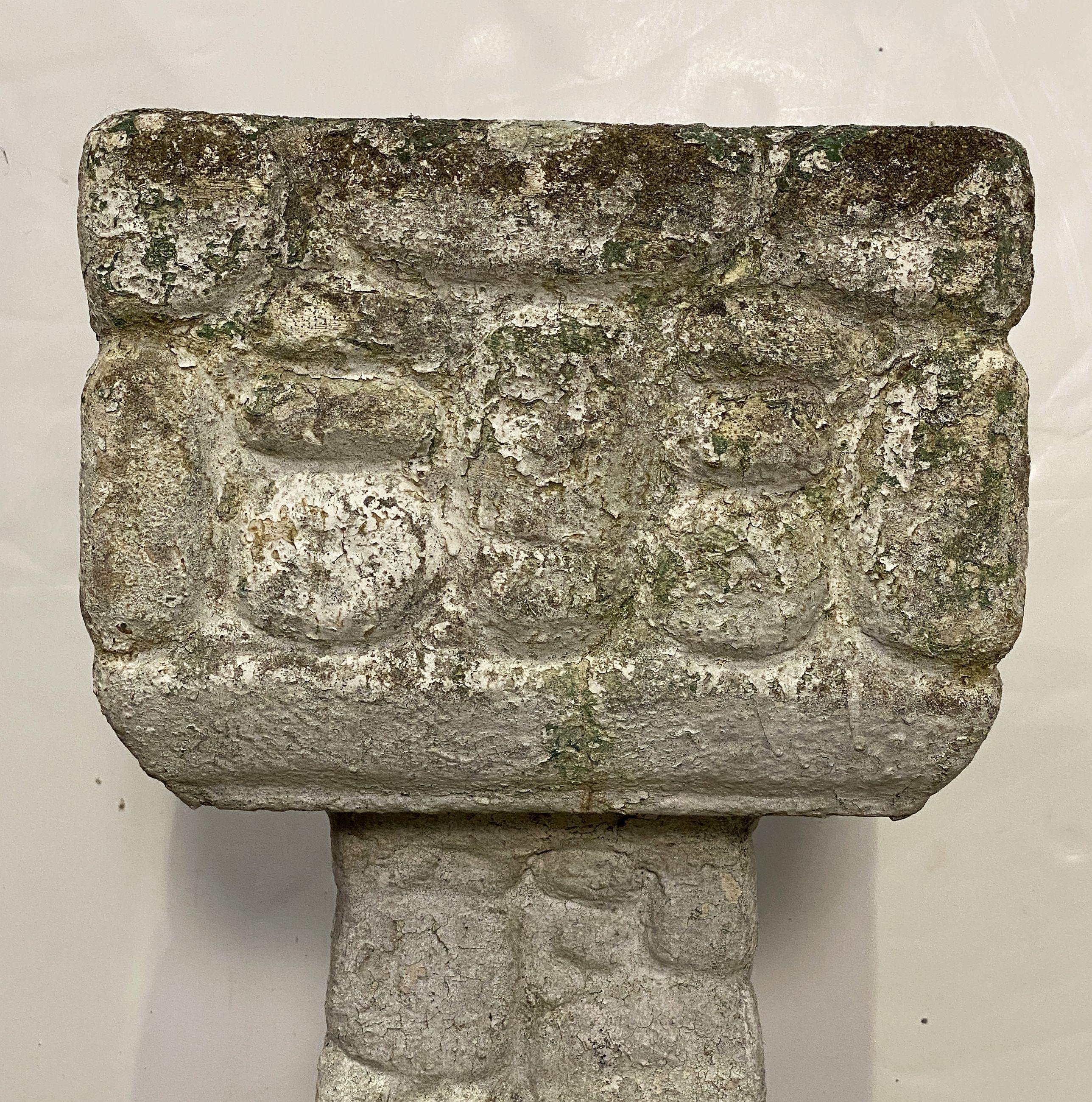 English Square Pedestal Garden Planters with Cobblestone Relief (Four Available) For Sale 8
