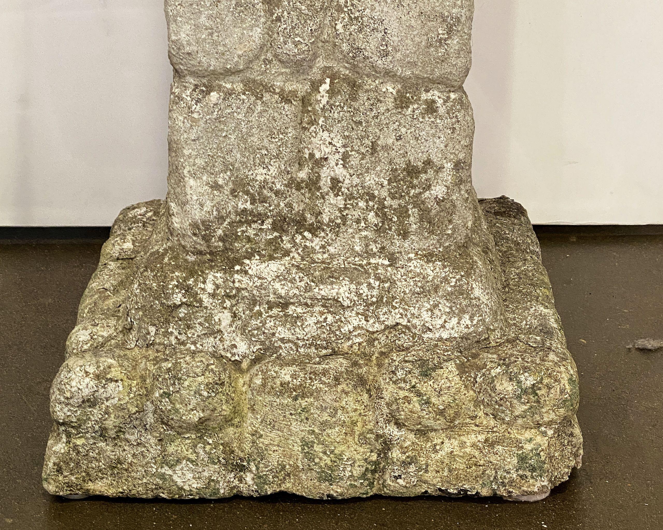 English Square Pedestal Garden Planters with Cobblestone Relief (Four Available) For Sale 9