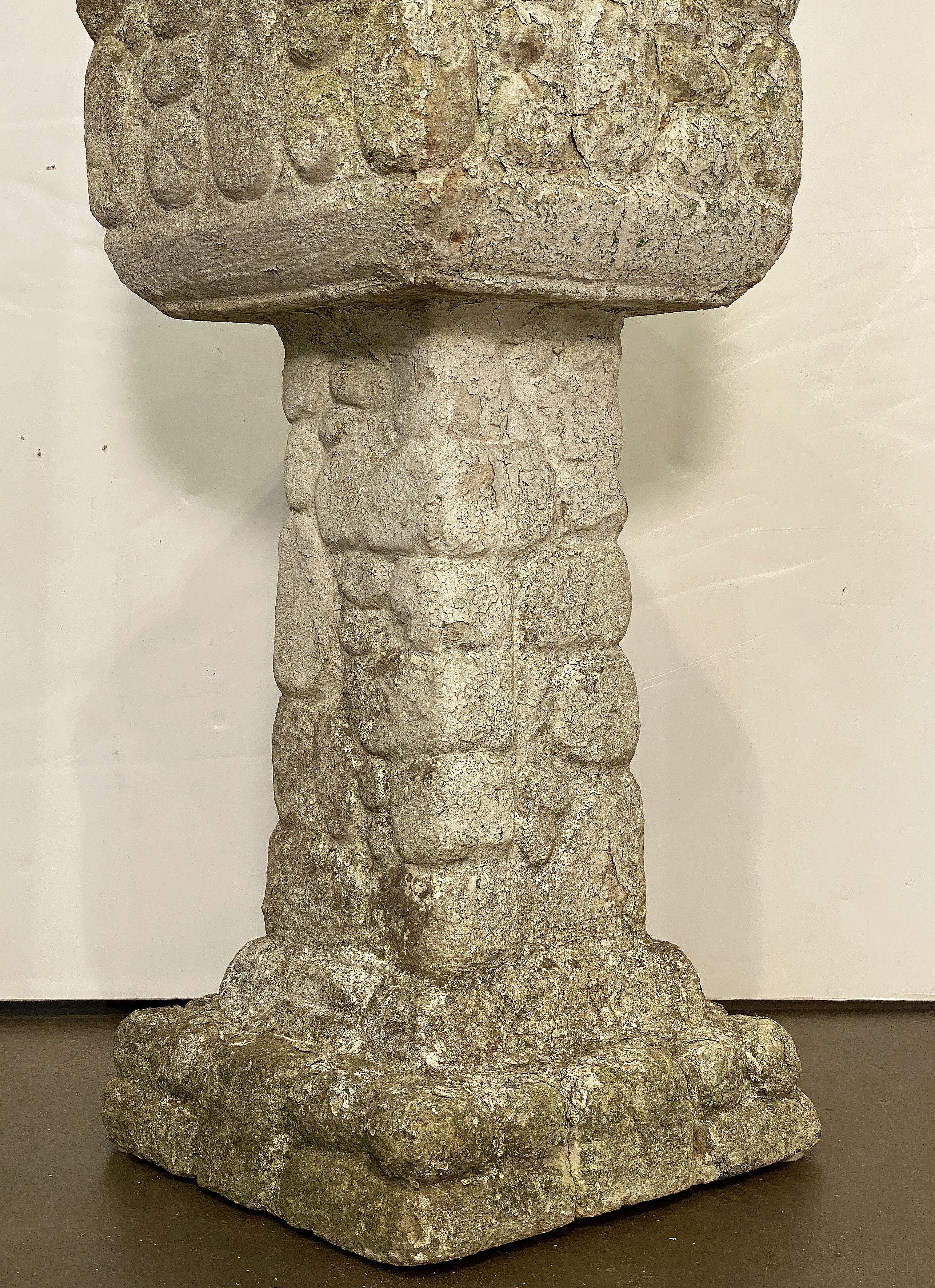 English Square Pedestal Garden Planters with Cobblestone Relief (Four Available) For Sale 4