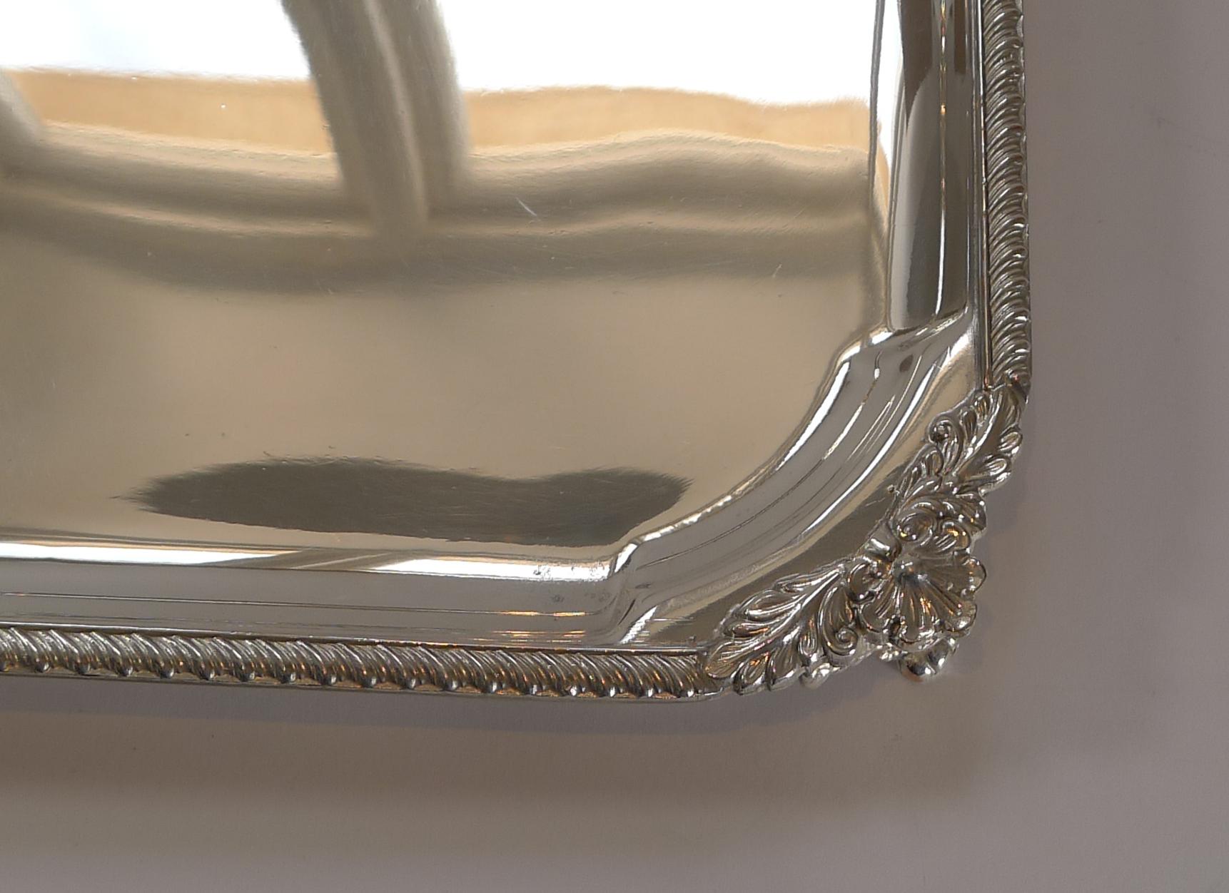 English Square Silver Plate Cocktail Tray / Serving Salver, c.1930 1