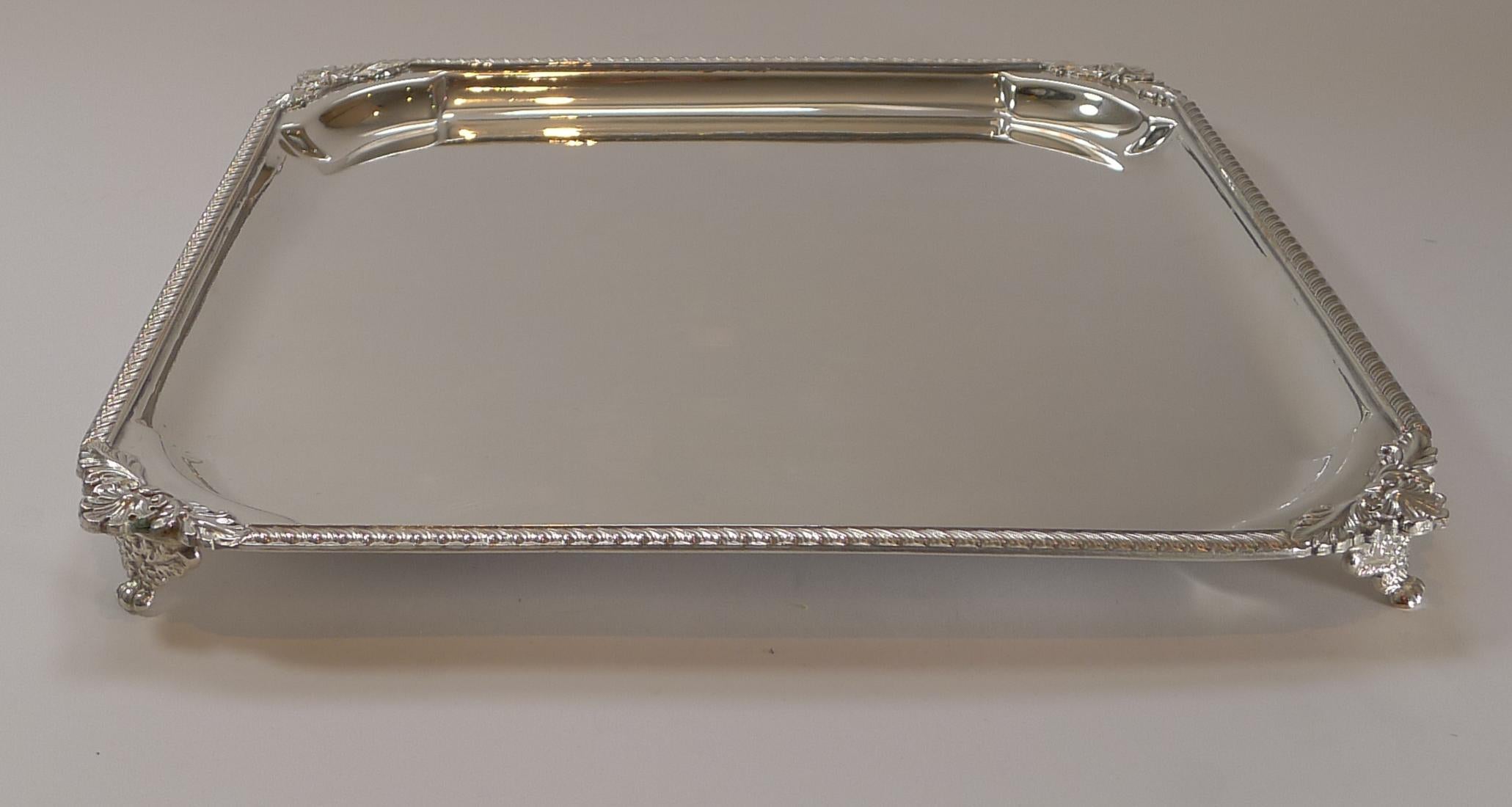 English Square Silver Plate Cocktail Tray / Serving Salver, c.1930 2