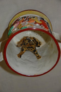 English Staffordshire 19th Century Ironstone Double Handled Frog Mug