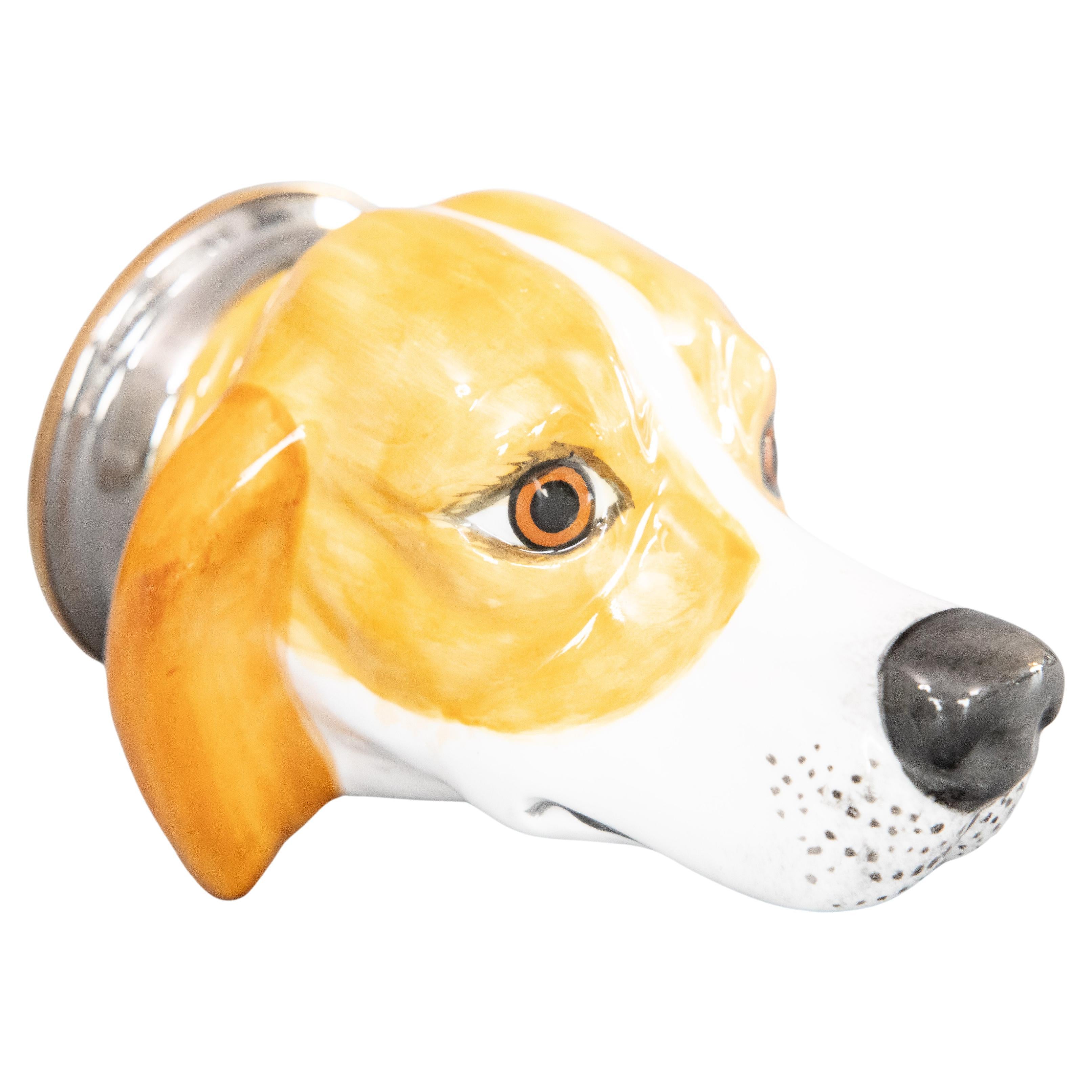English Staffordshire Beagle Hound Dog Hunting Equestrian Stirrup Cup For Sale