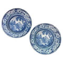 English Staffordshire Blue and White Plates