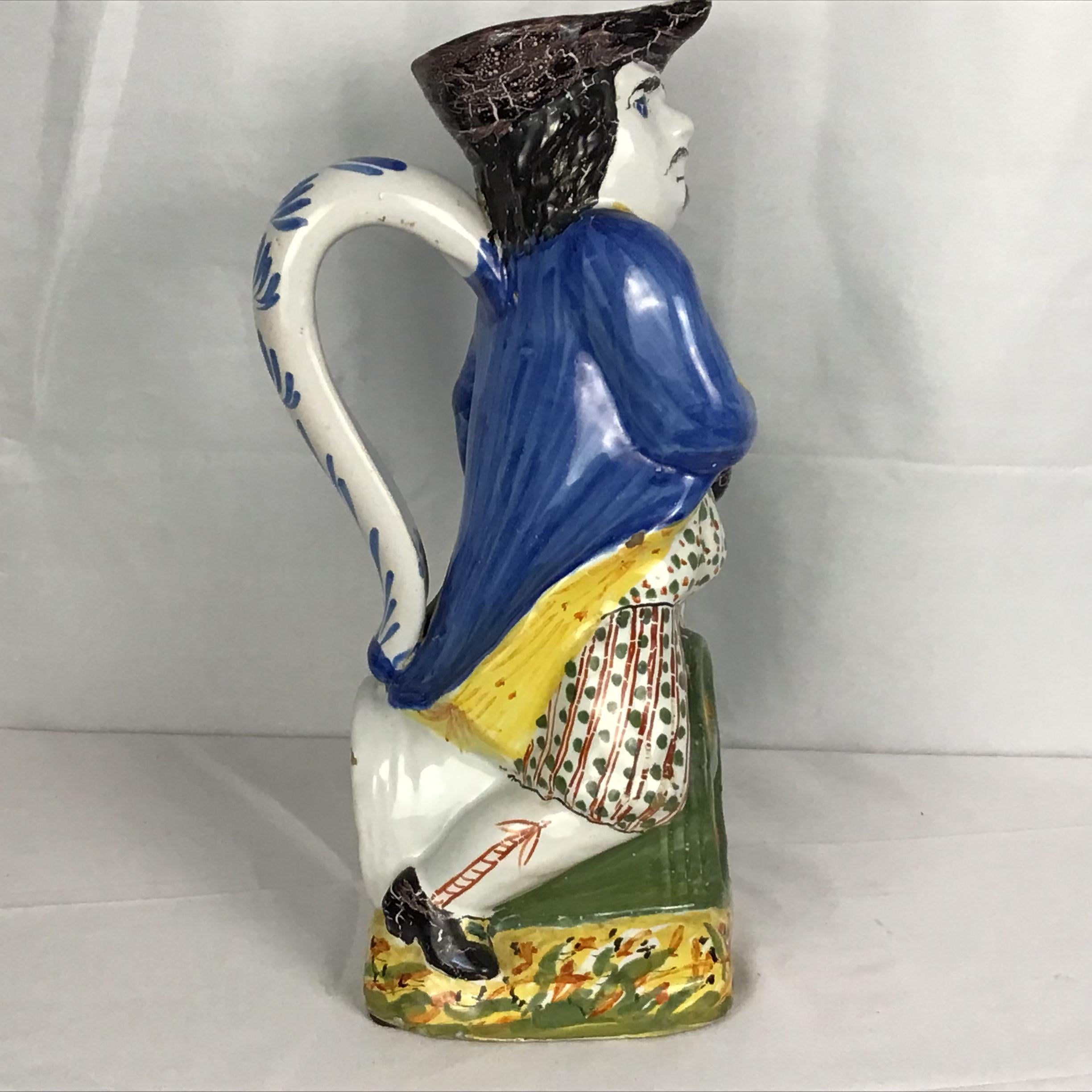 Pottery English Staffordshire Ceramic Toby Jug Figure For Sale