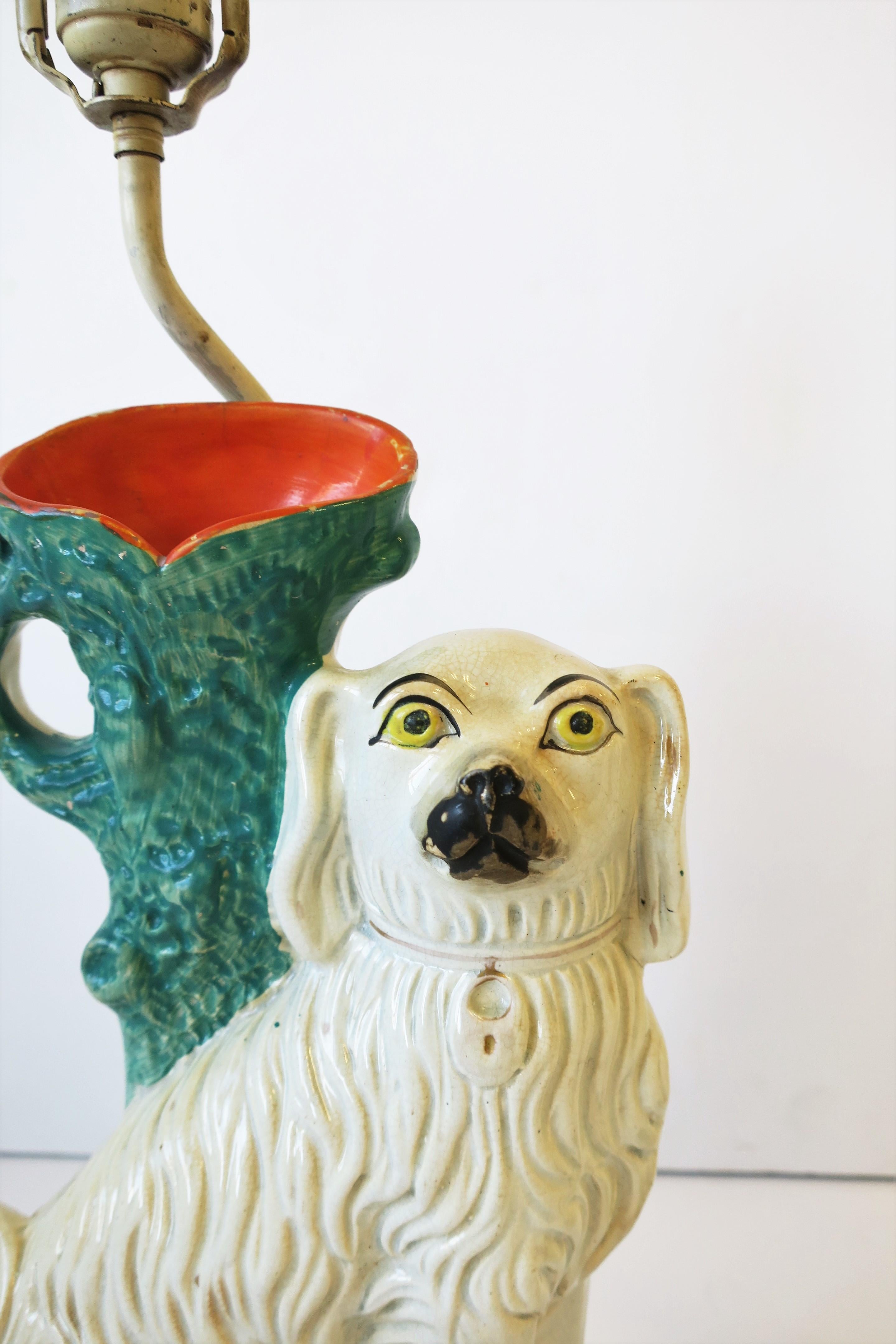 English Staffordshire Dog Table Lamps, Pair 1