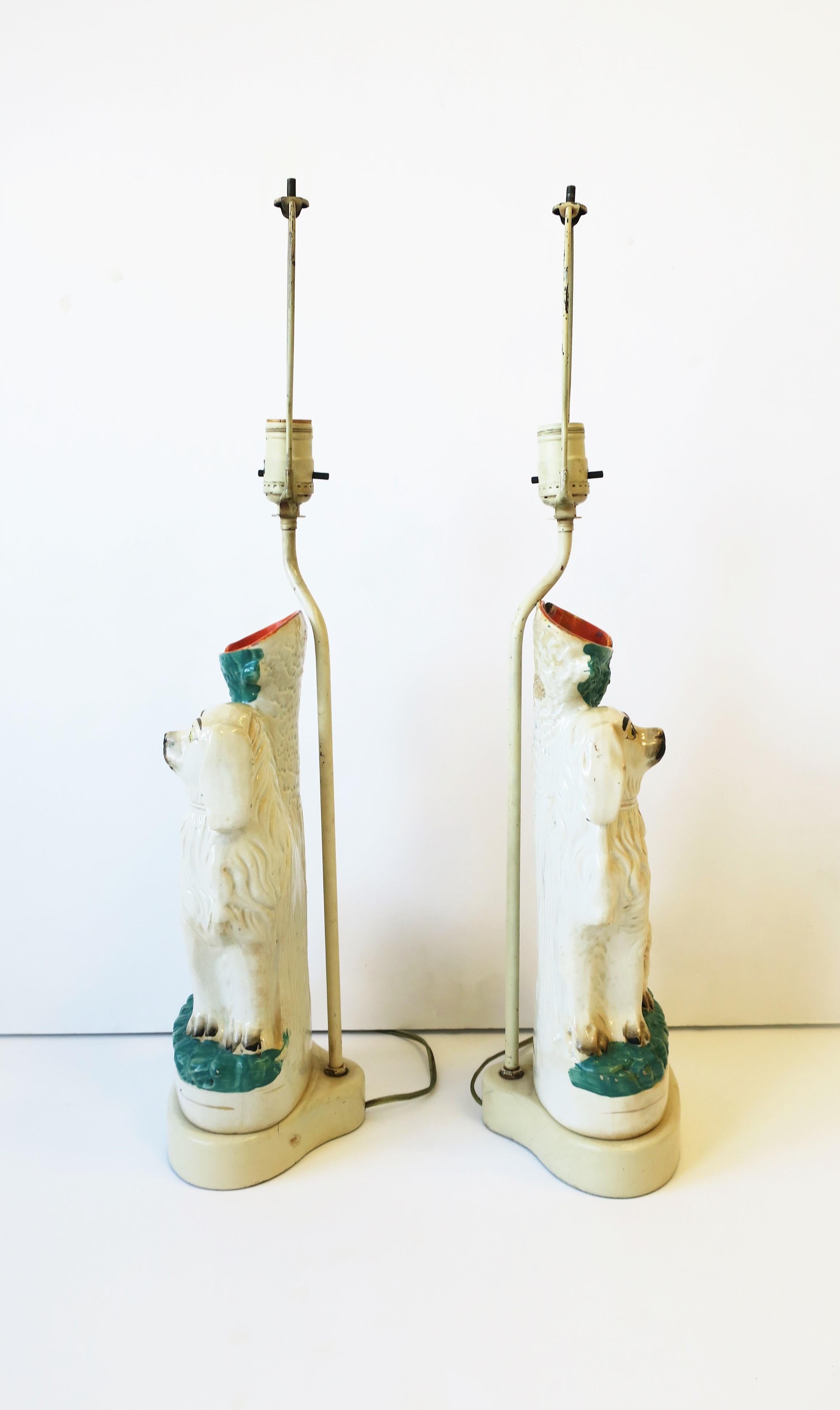 English Staffordshire Dog Table Lamps, Pair 3