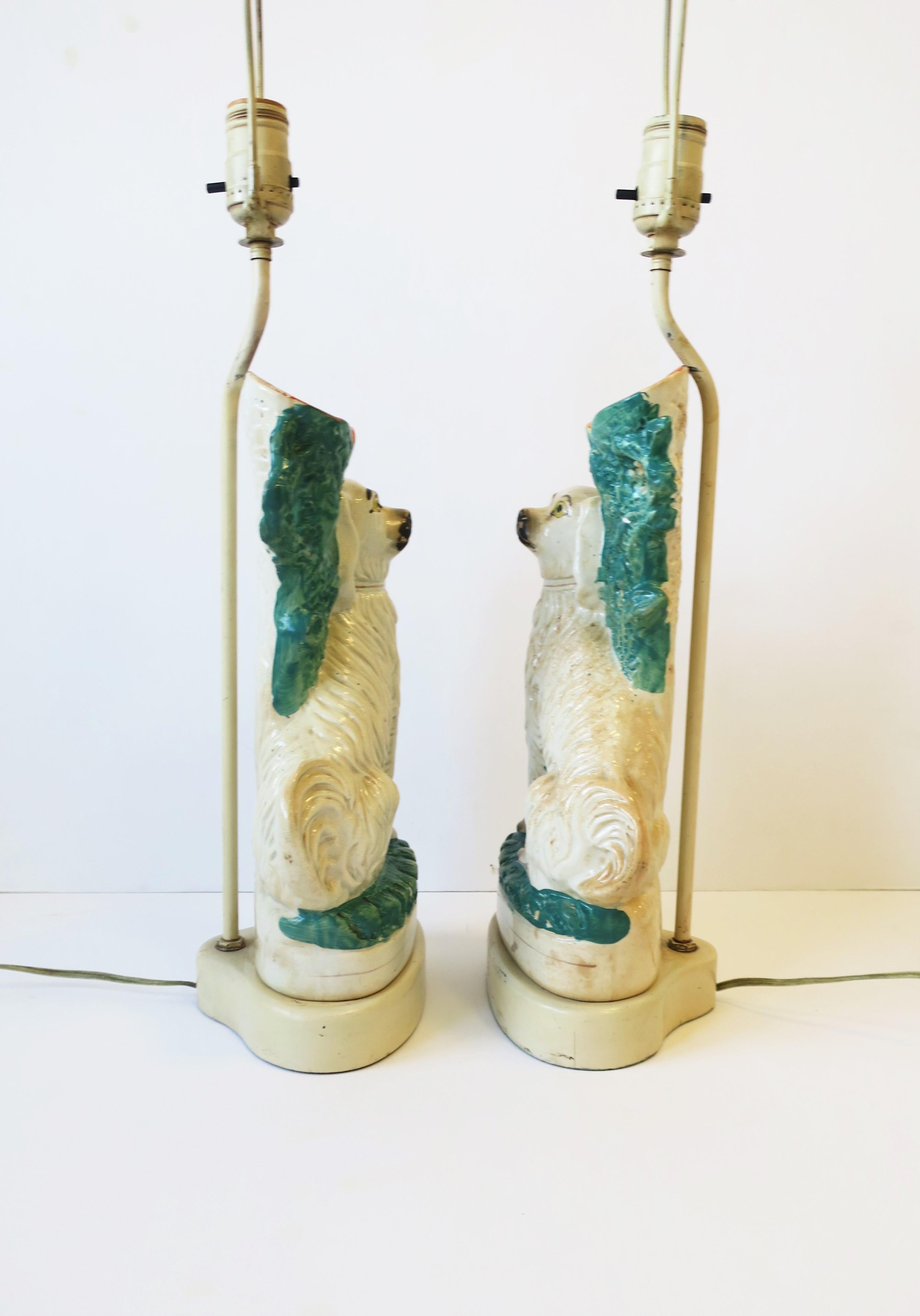English Staffordshire Dog Table Lamps, Pair 4