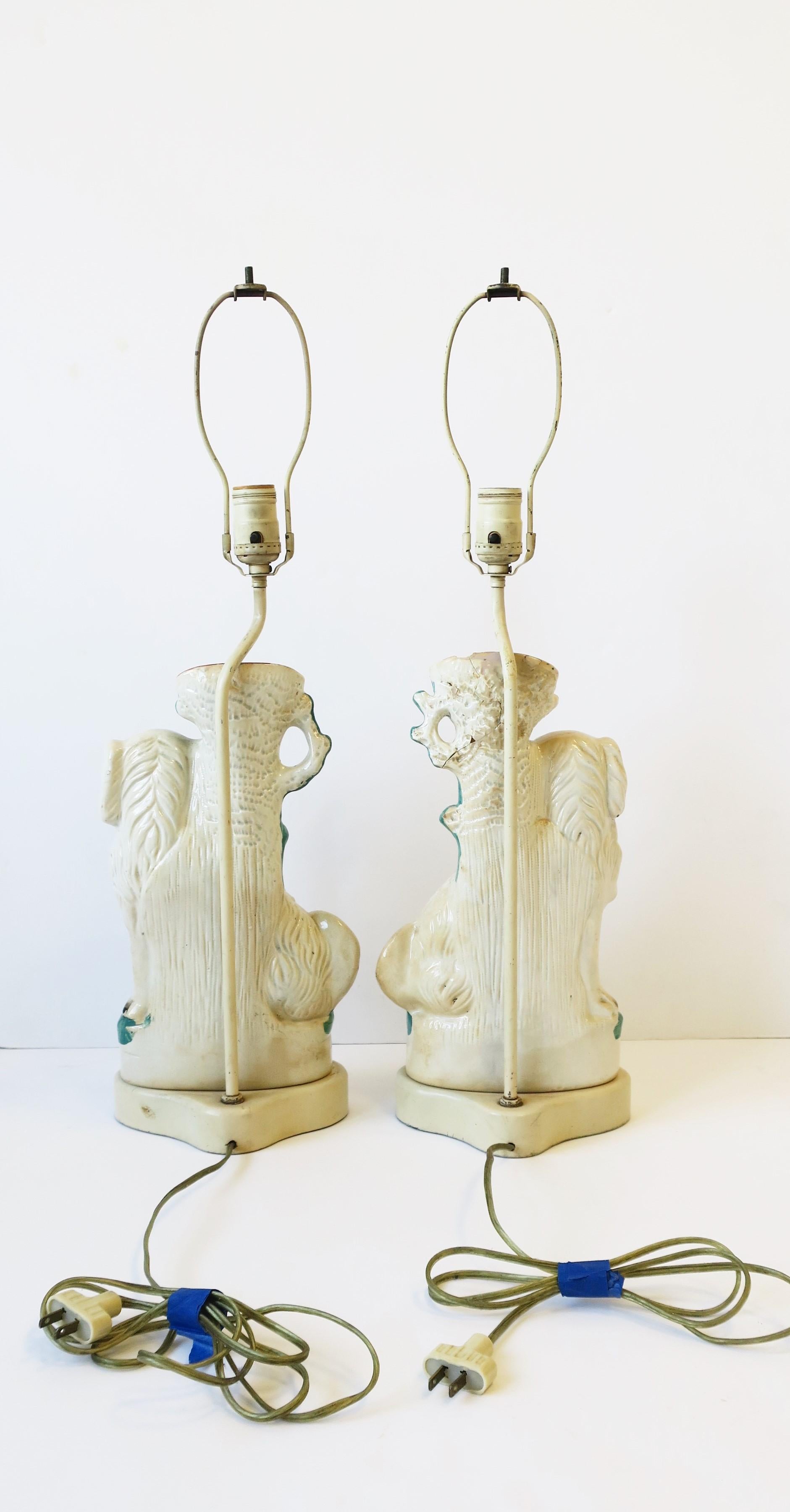 English Staffordshire Dog Table Lamps, Pair 5