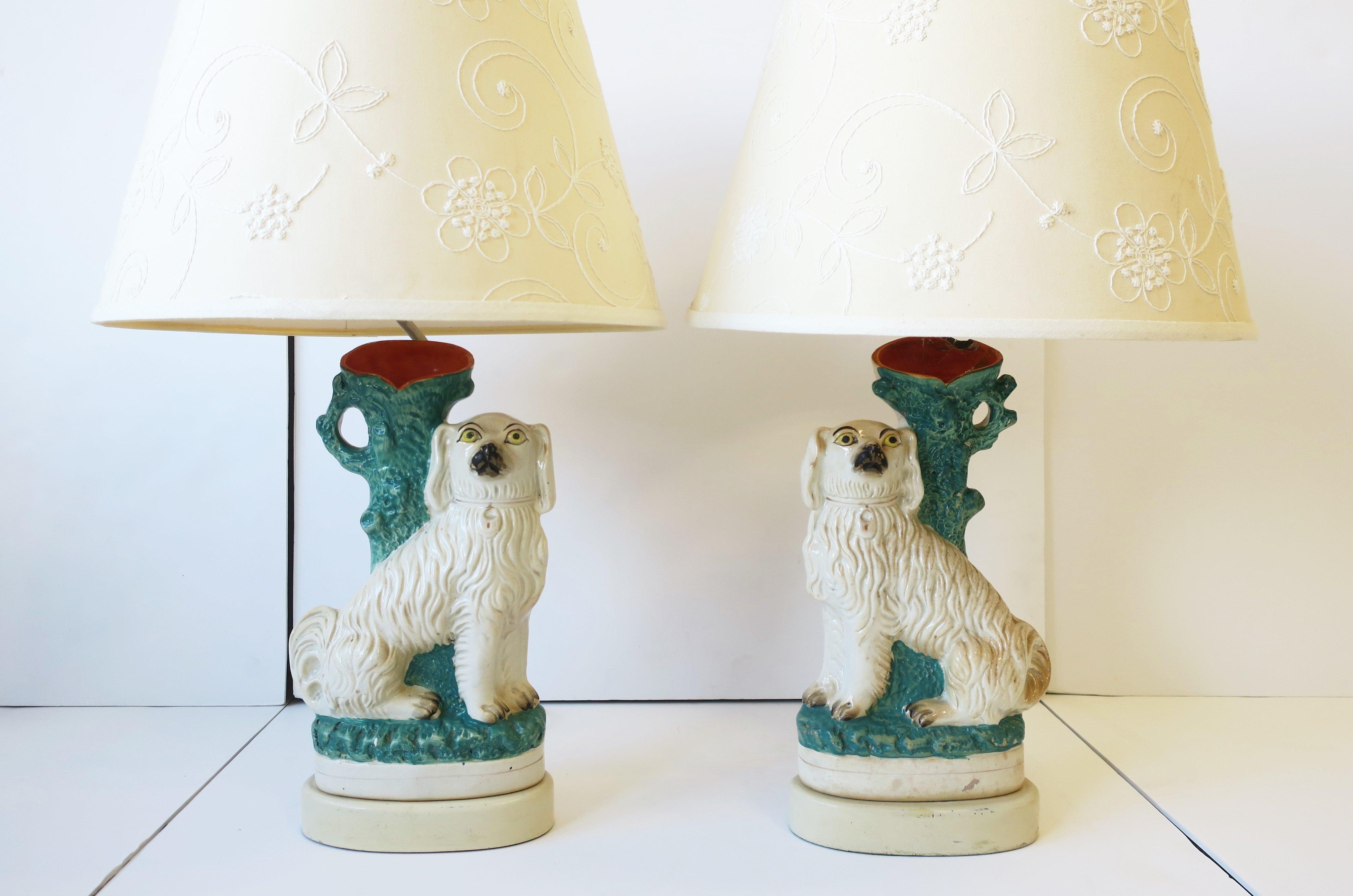 English Staffordshire Dog Table Lamps, Pair 7