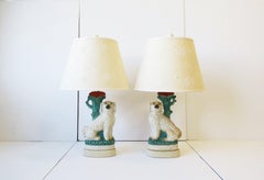 English Staffordshire Dog Table Lamps, Pair