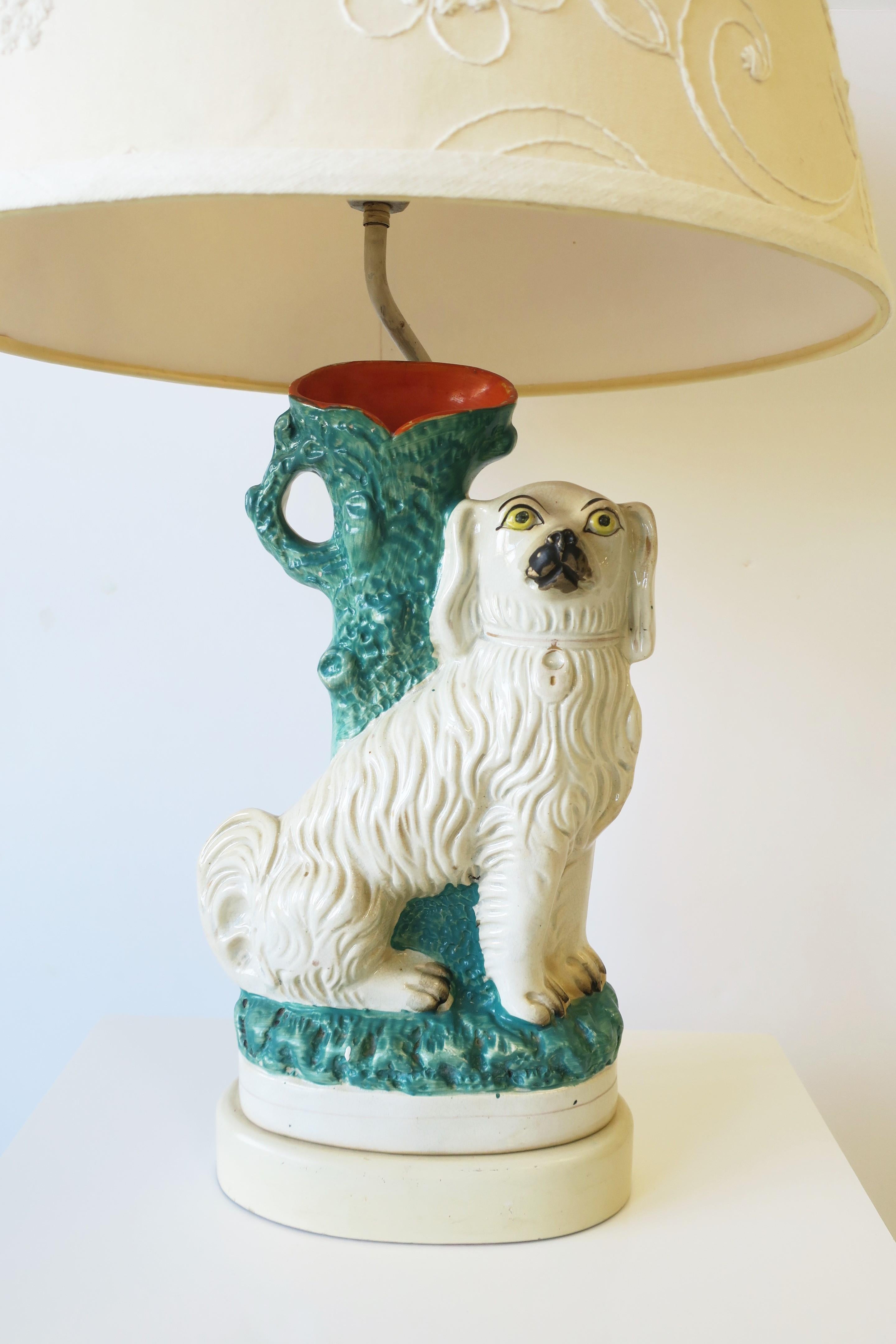 Hand-Painted English Staffordshire Dog Table Lamps, Pair