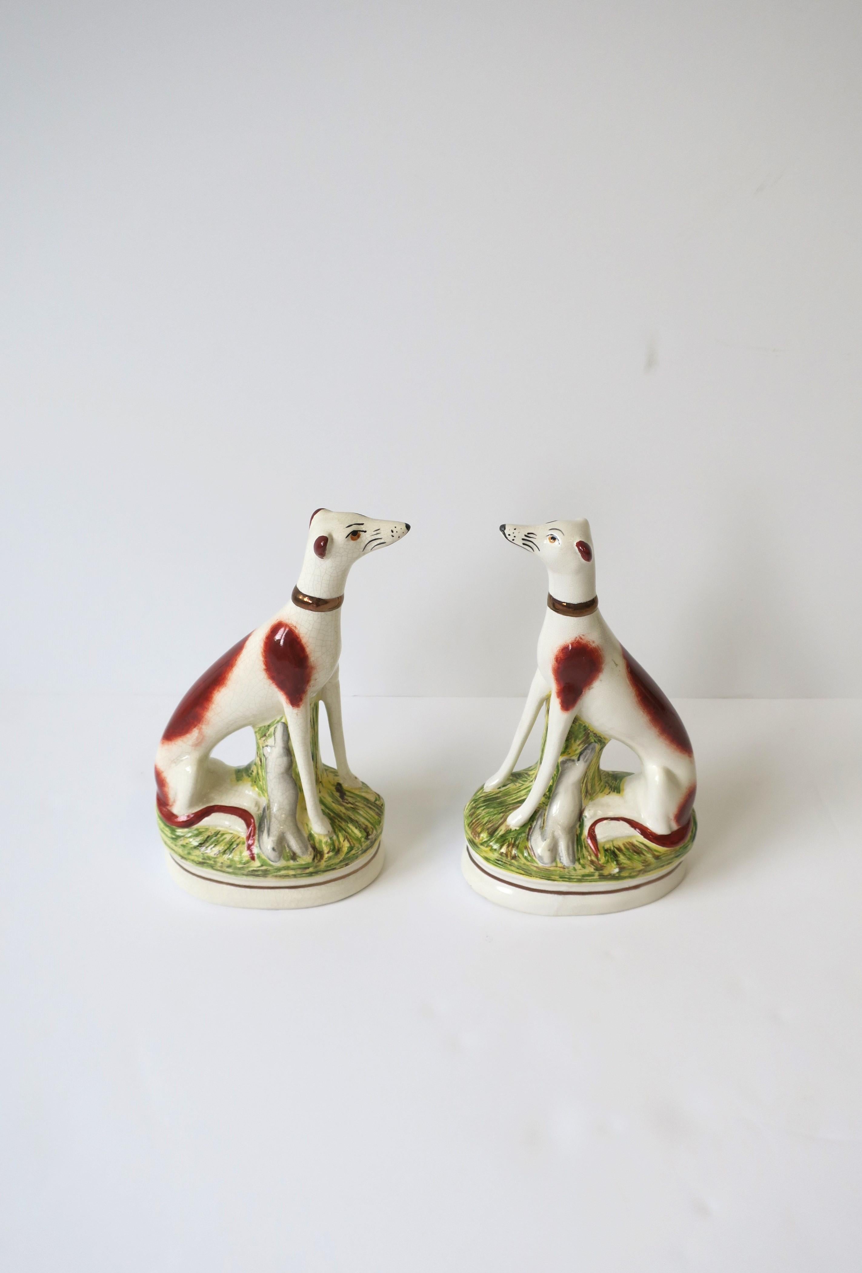 20th Century English Staffordshire Dogs Bookends or Decorative Objects, Pair