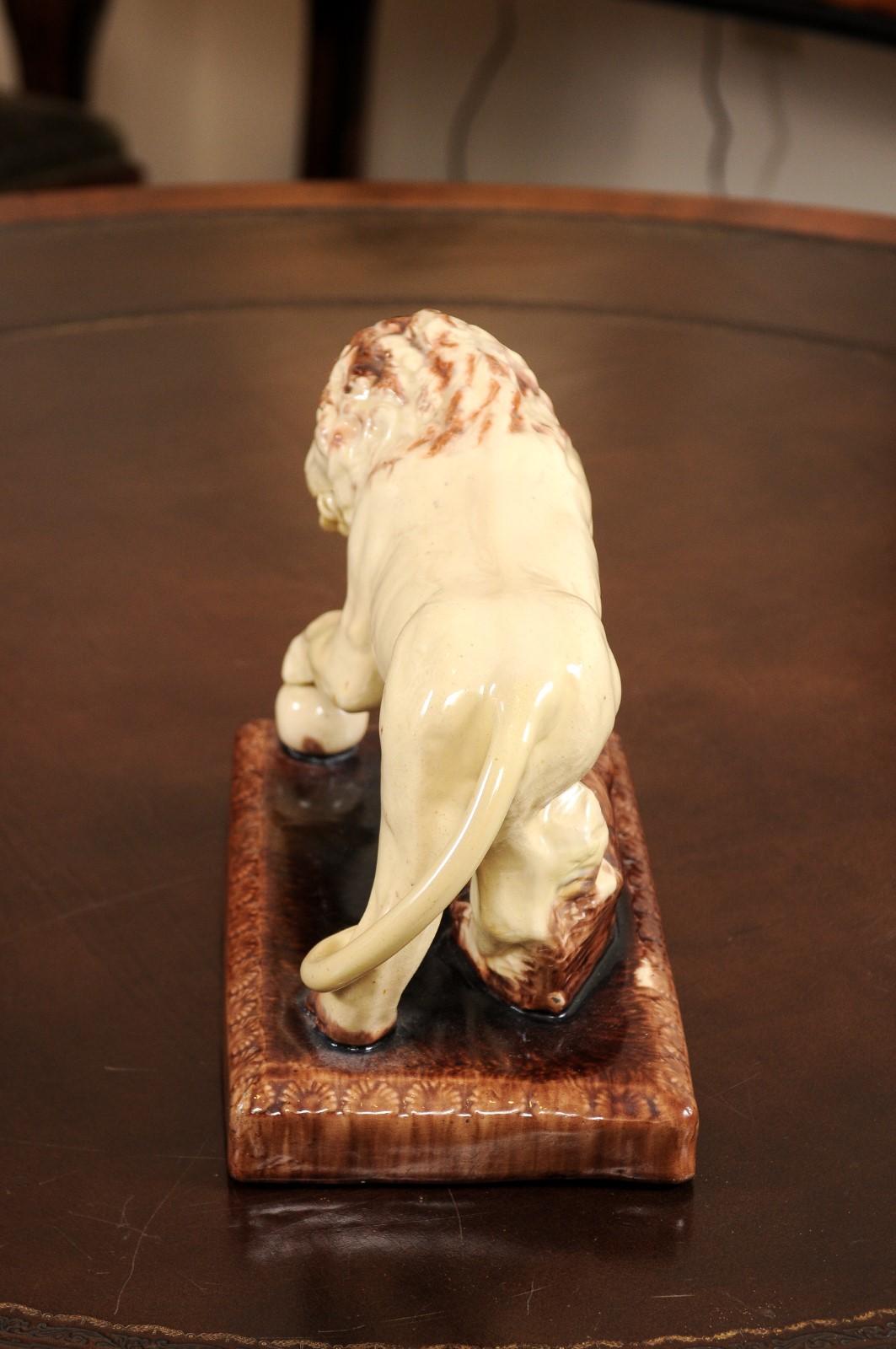 English Staffordshire Figurine of Medici Lion, 19th Century 3