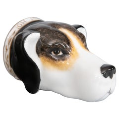 English Staffordshire Hound Dog Equestrian Stirrup Cup, circa 1960
