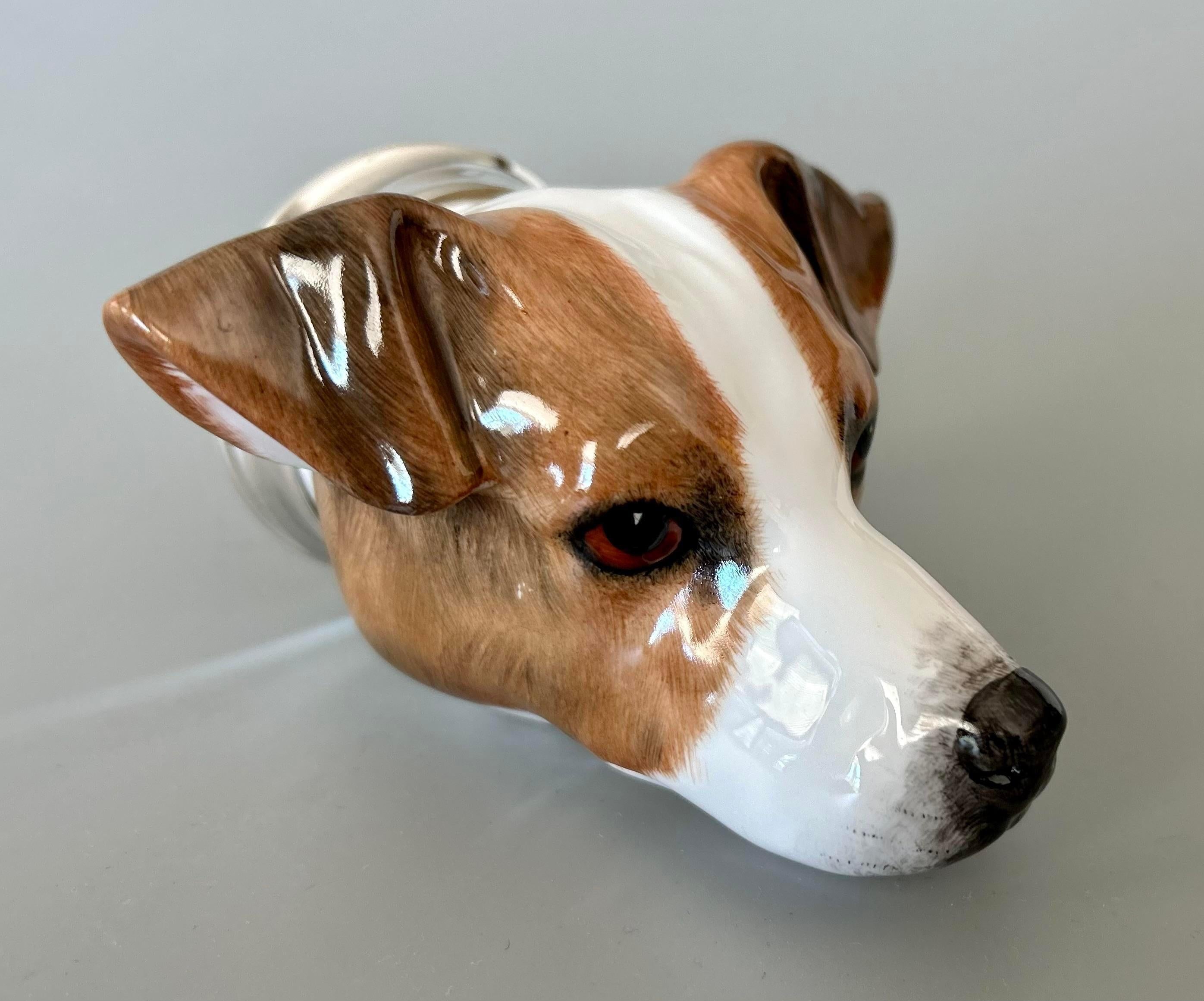 Hand-Painted English Staffordshire Jack Russell Terrier Dog Equestrian Stirrup Cup