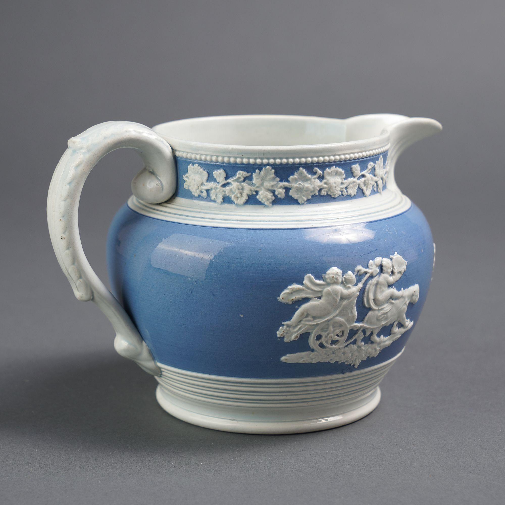 English Staffordshire pearlware pitcher by Chetham & Woolley, 1820-30 In Good Condition For Sale In Kenilworth, IL