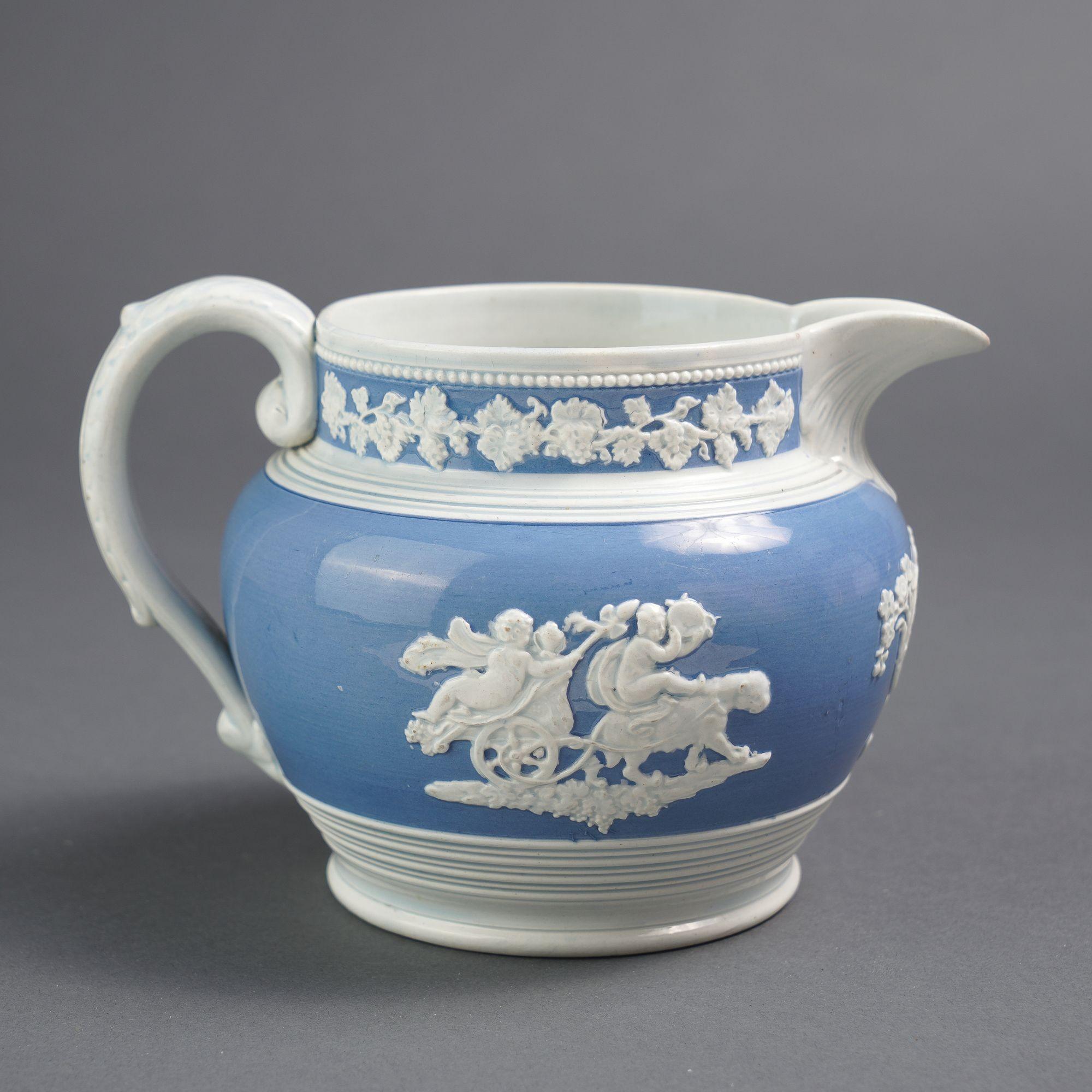 19th Century English Staffordshire pearlware pitcher by Chetham & Woolley, 1820-30 For Sale