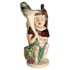Jarra grande de Baco de cerámica inglesa Staffordshire Pearlware