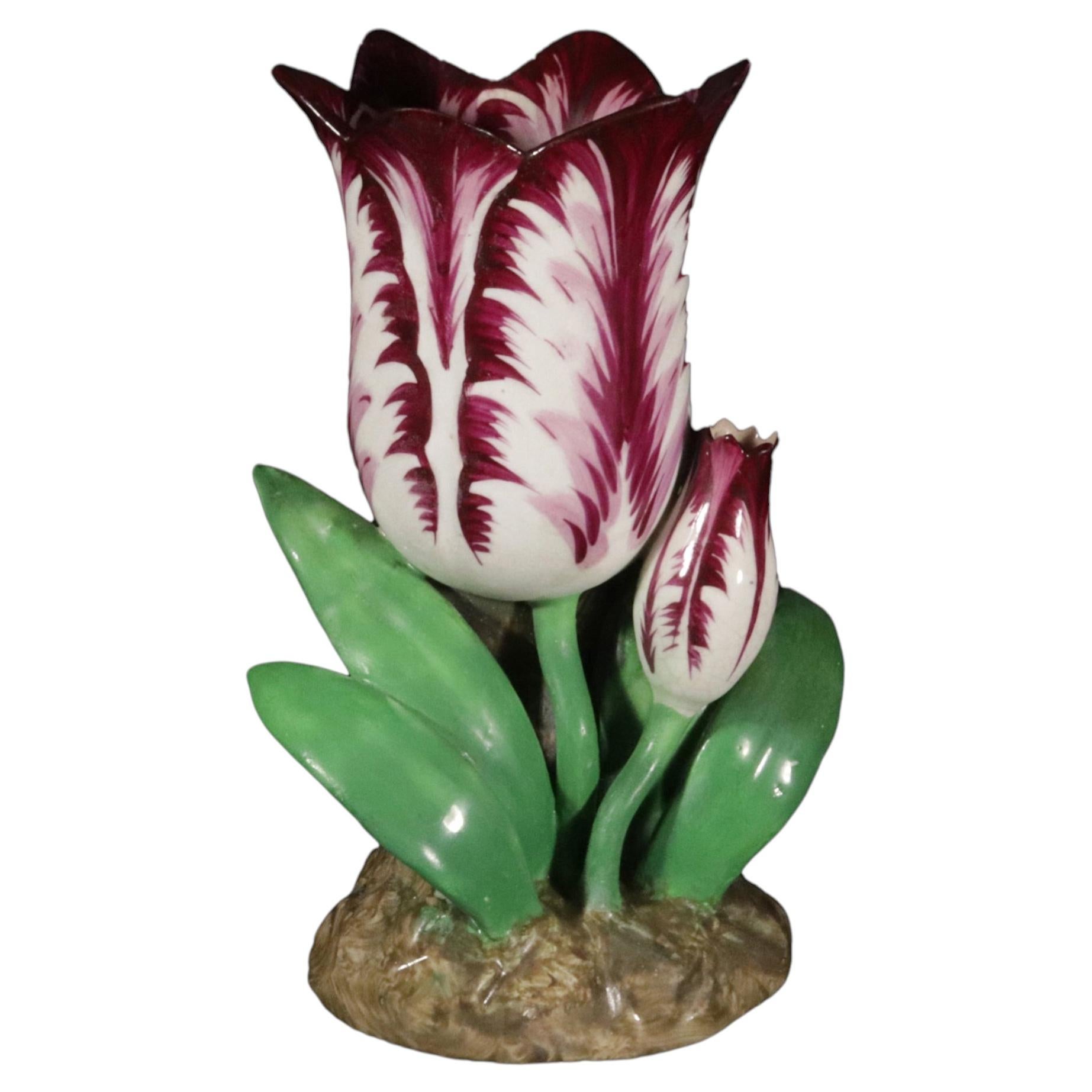 English Staffordshire Porcelain Large Puce Tulip Vase