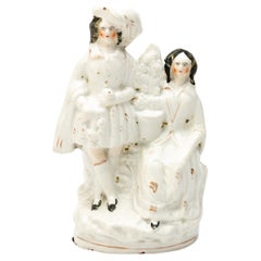 Antique English Staffordshire Pottery Victorian Figure Group 19th Century