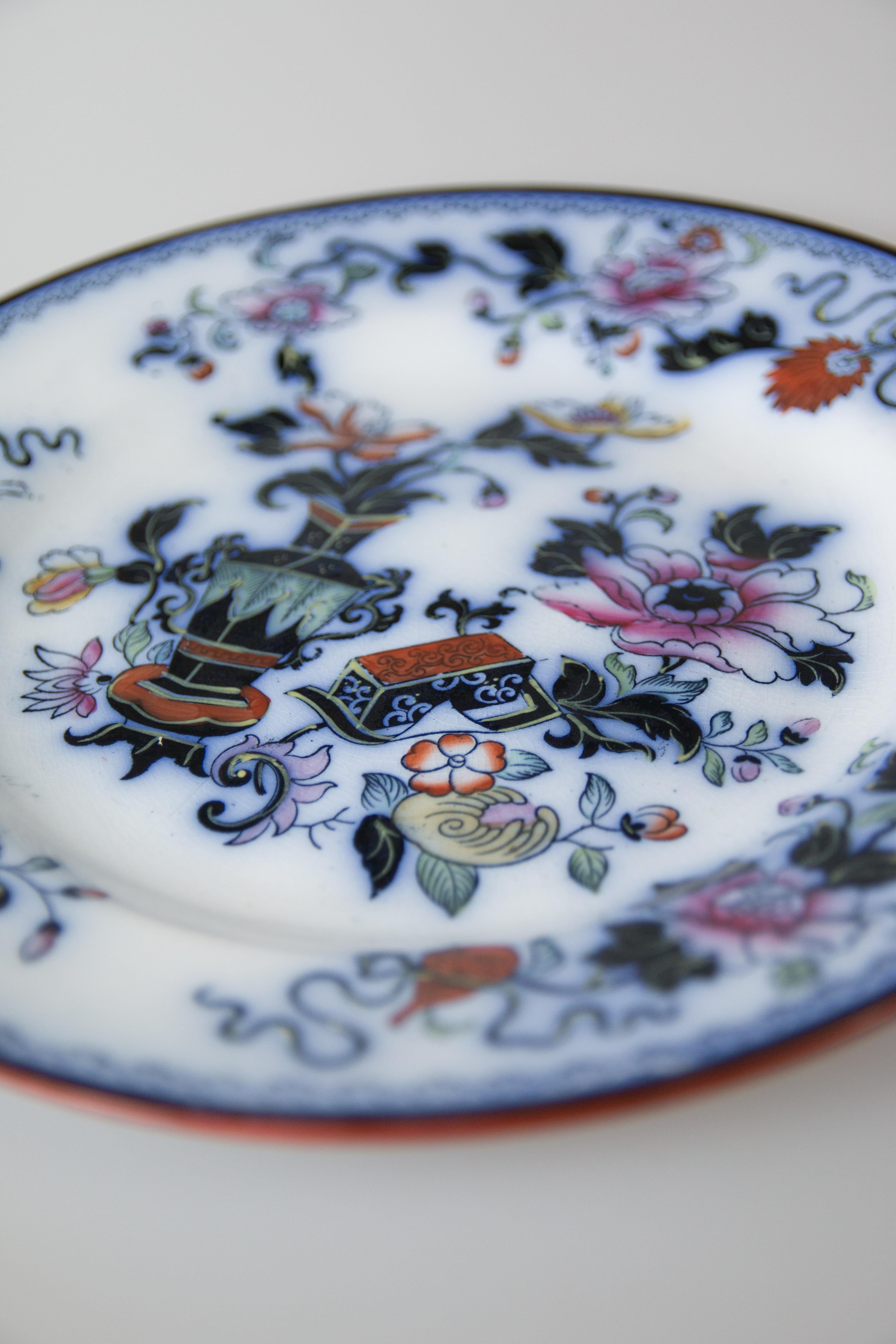 Chinoiseries Assiette à motif japonais Chinoiserie English Staffordshire Ridgordshire, vers 1870 en vente