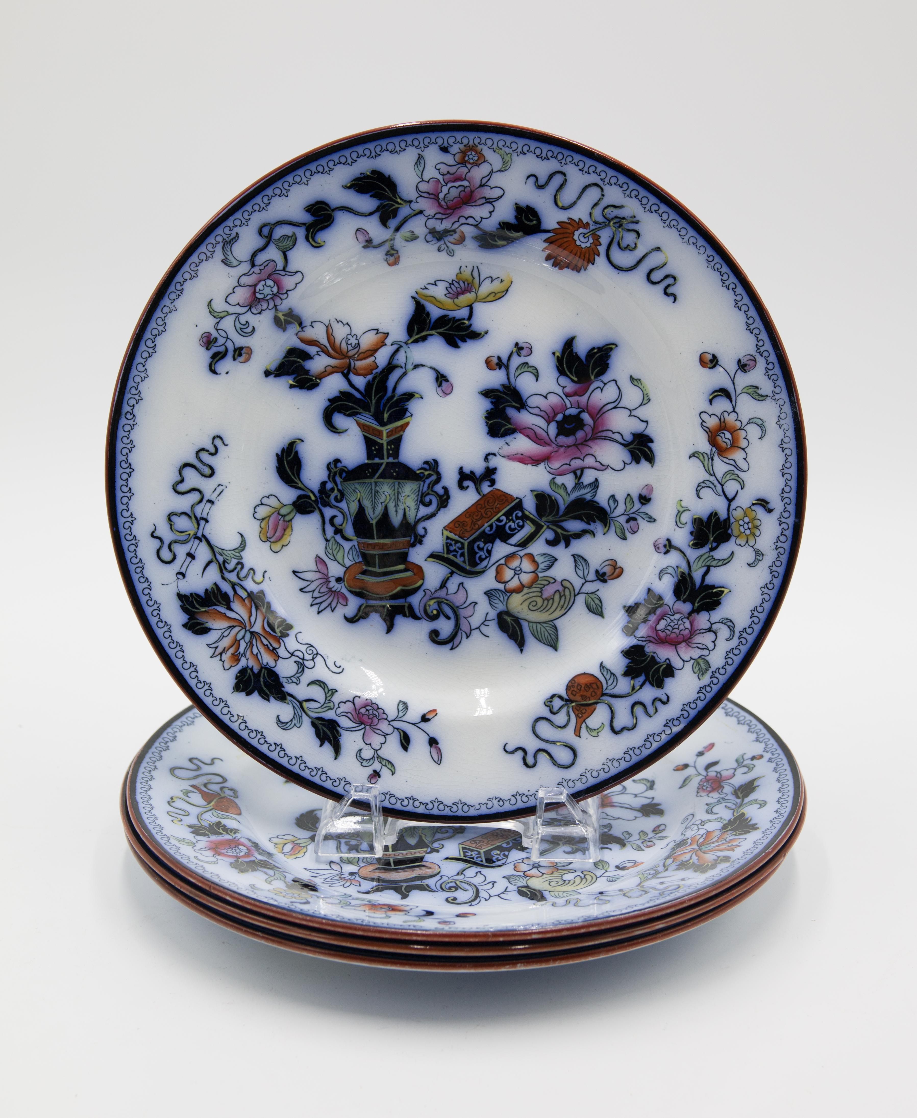 Assiette à motif japonais Chinoiserie English Staffordshire Ridgordshire, vers 1870 Bon état - En vente à Pearland, TX