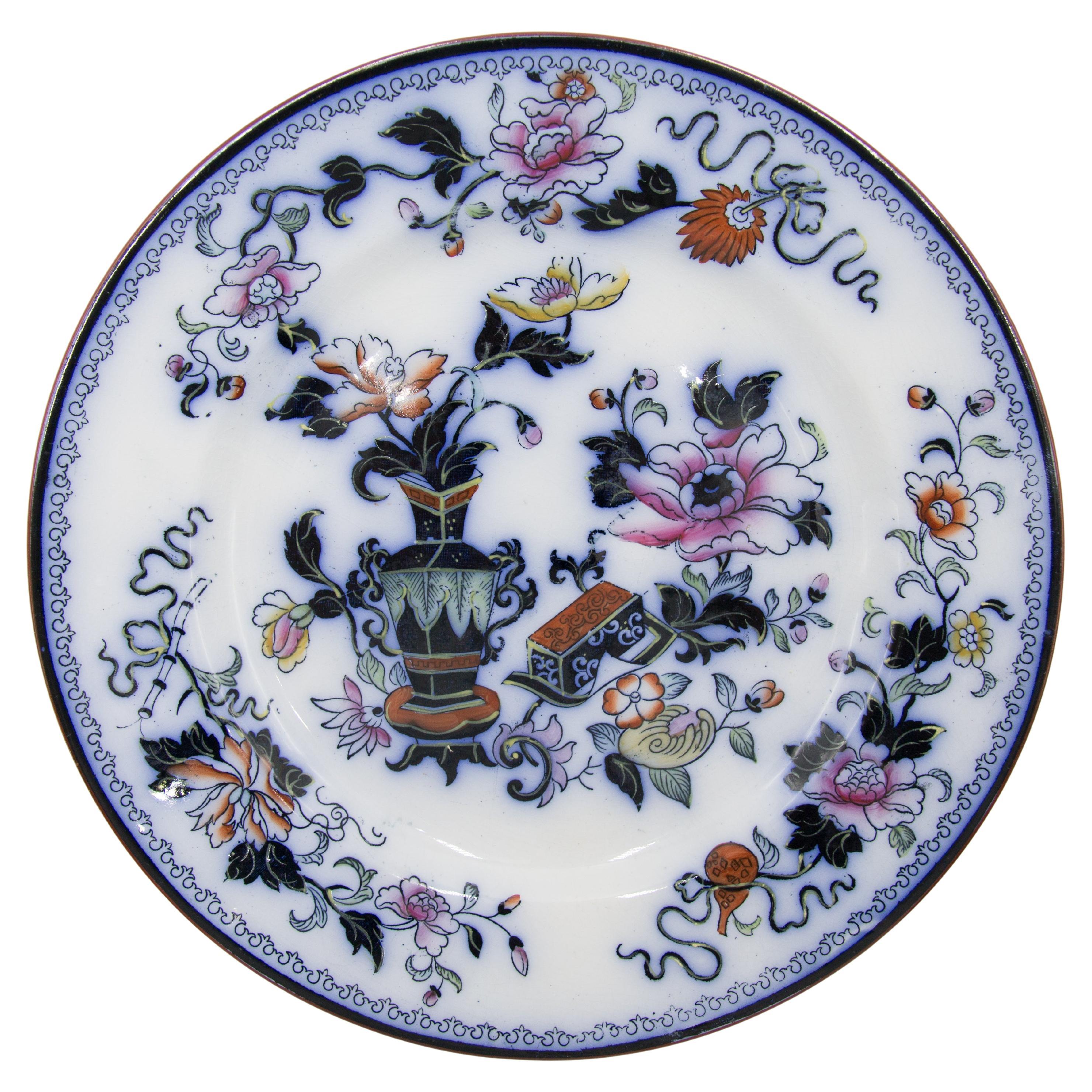 Assiette à motif japonais Chinoiserie English Staffordshire Ridgordshire, vers 1870