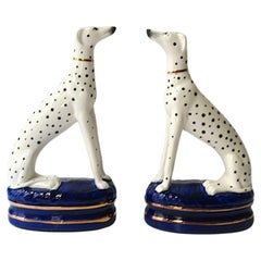 English Porcelain Dogs Decorative Objects Bookends, Pair