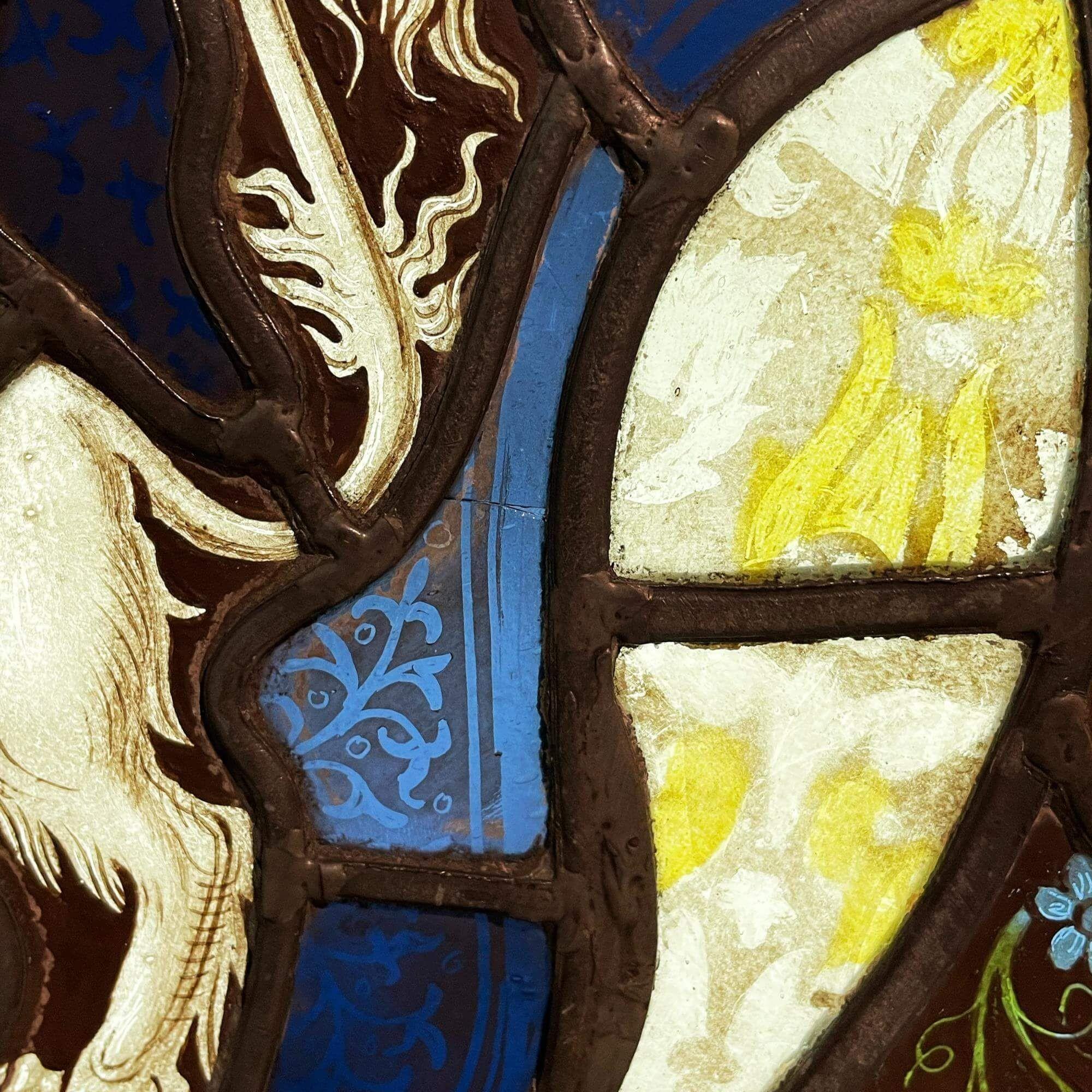 Englisches rundes Glasgemälde aus Buntglas des Wappens der Familie Morley im Zustand „Relativ gut“ im Angebot in Wormelow, Herefordshire