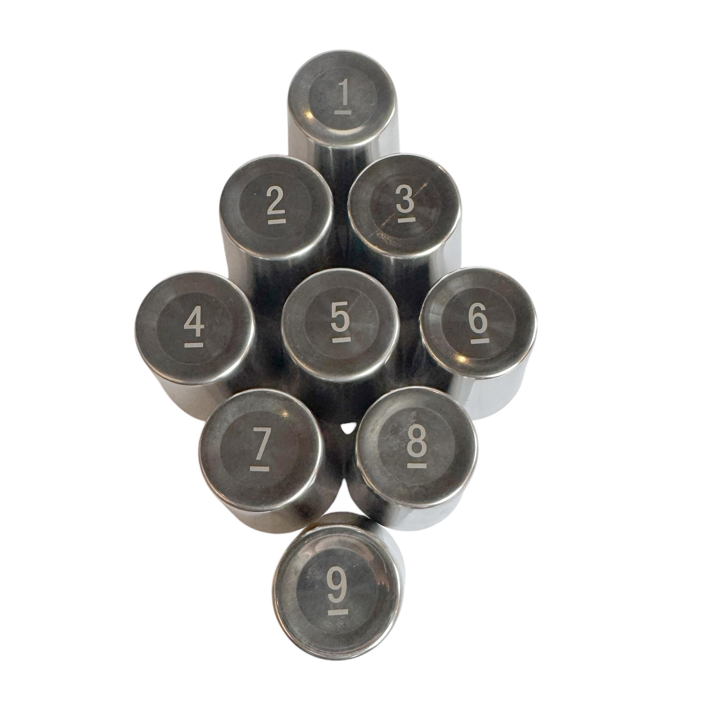 English Stainless Steel and Brass Shotgun Shell Shooting Peg Shot Glasses For Sale 5