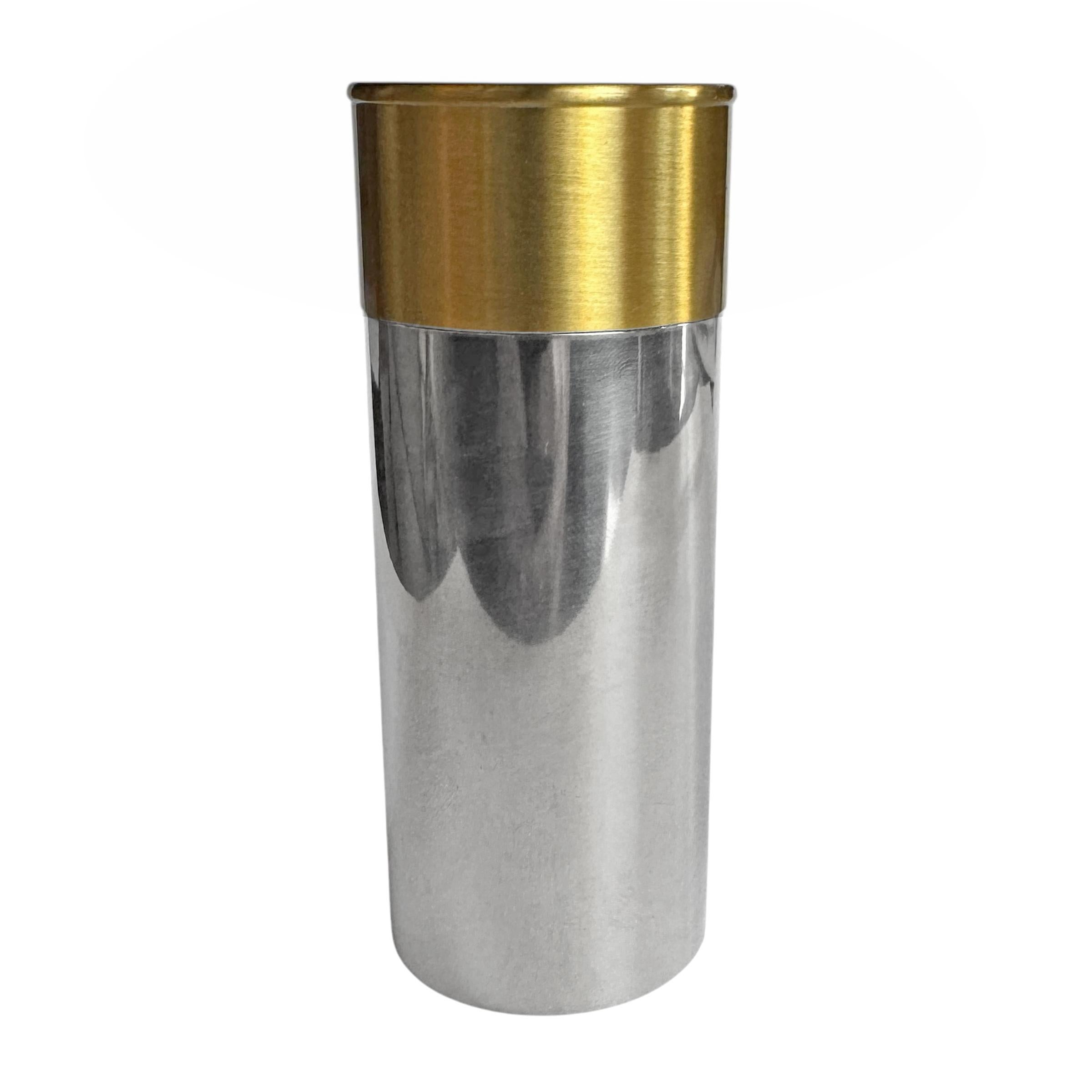English Stainless Steel and Brass Shotgun Shell Shooting Peg Shot Glasses For Sale 1