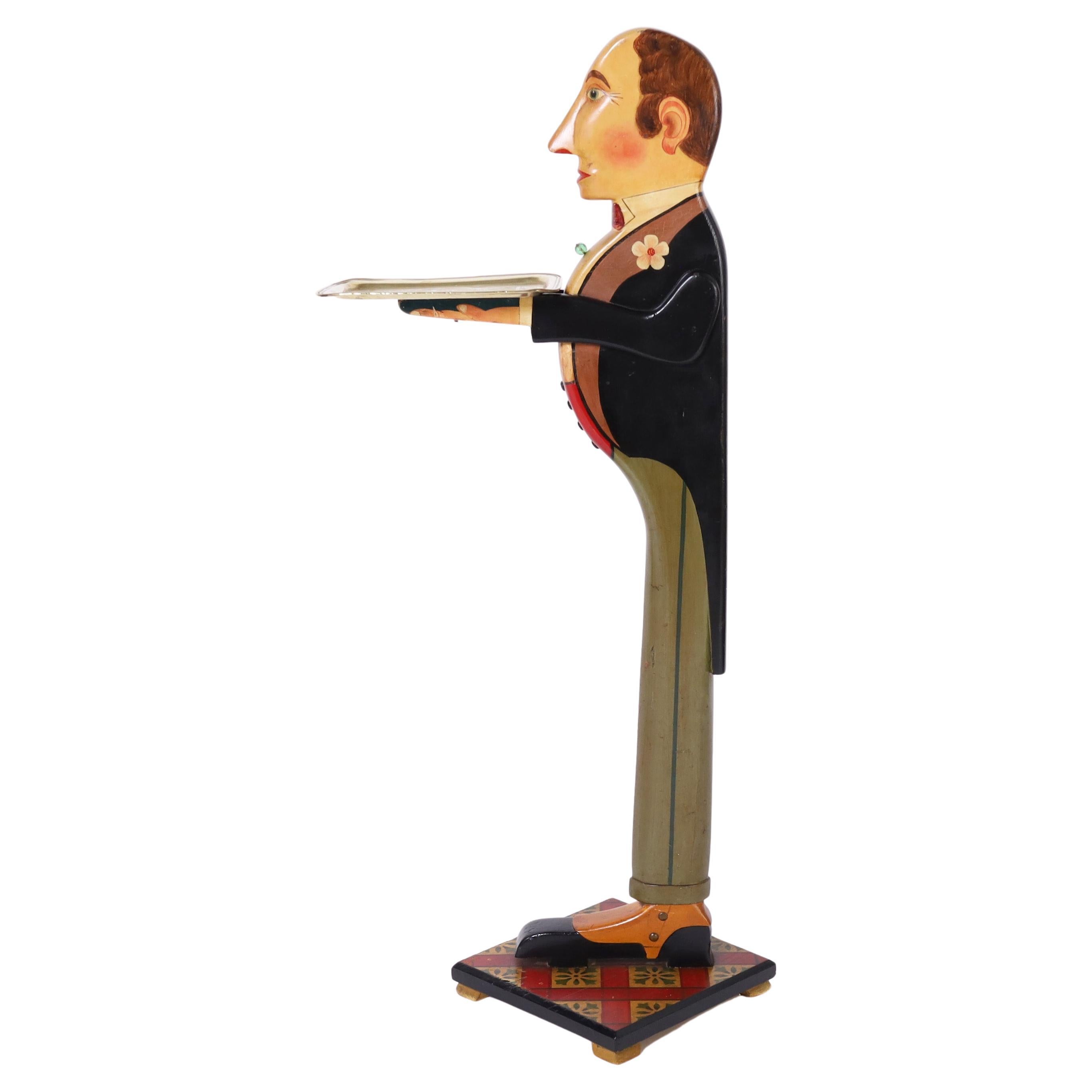 English Standing Butler with Serving Tray For Sale