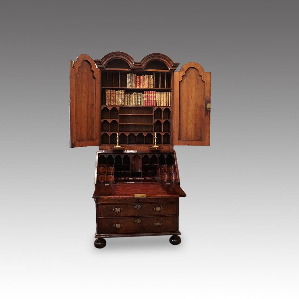 English Stately Home Queen Anne Walnut Bureau Bookcase, circa 1705 4